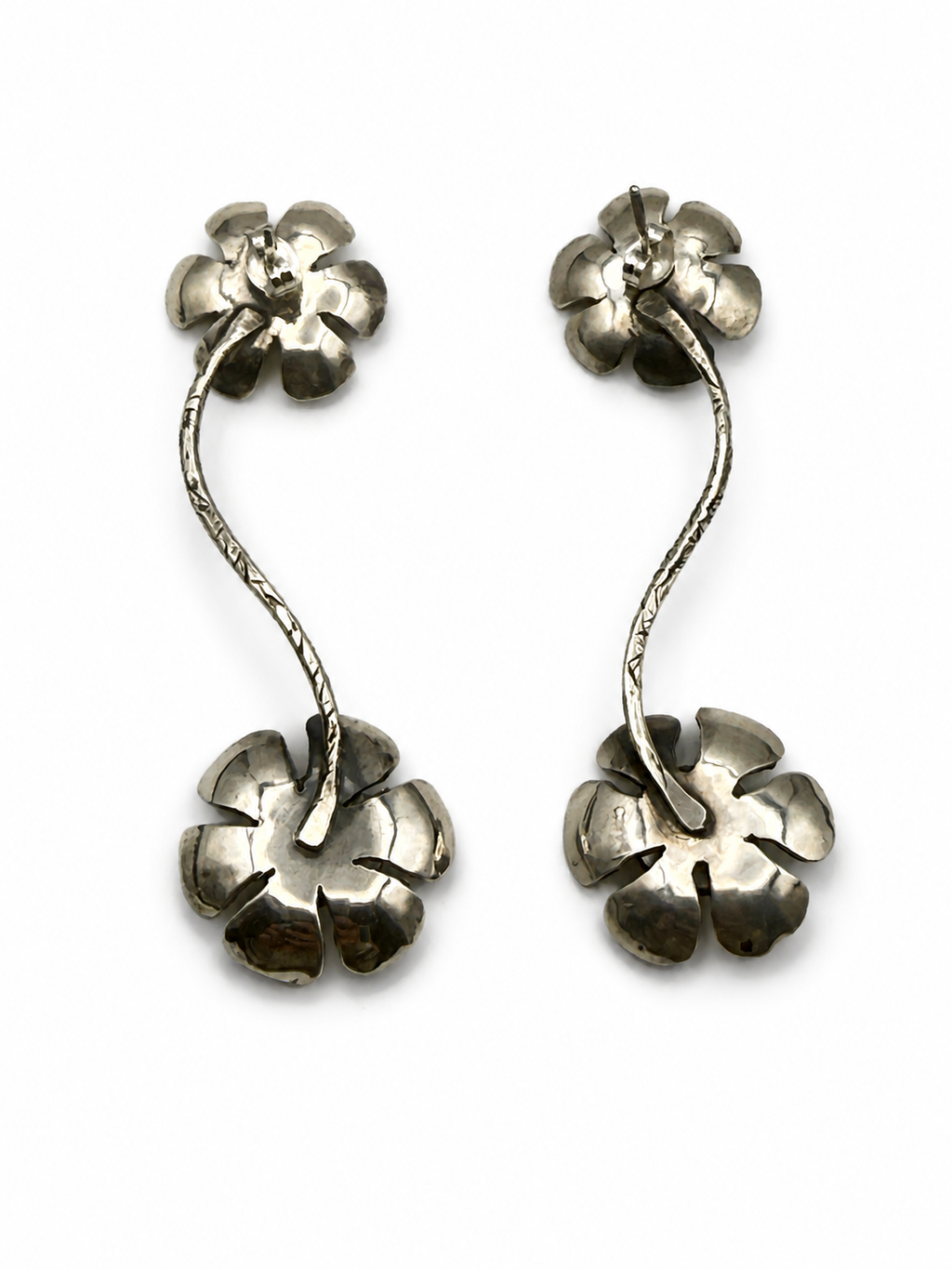 Navajo Karlene Goodluck Sterling Turquoise Flower Drop Earrings
