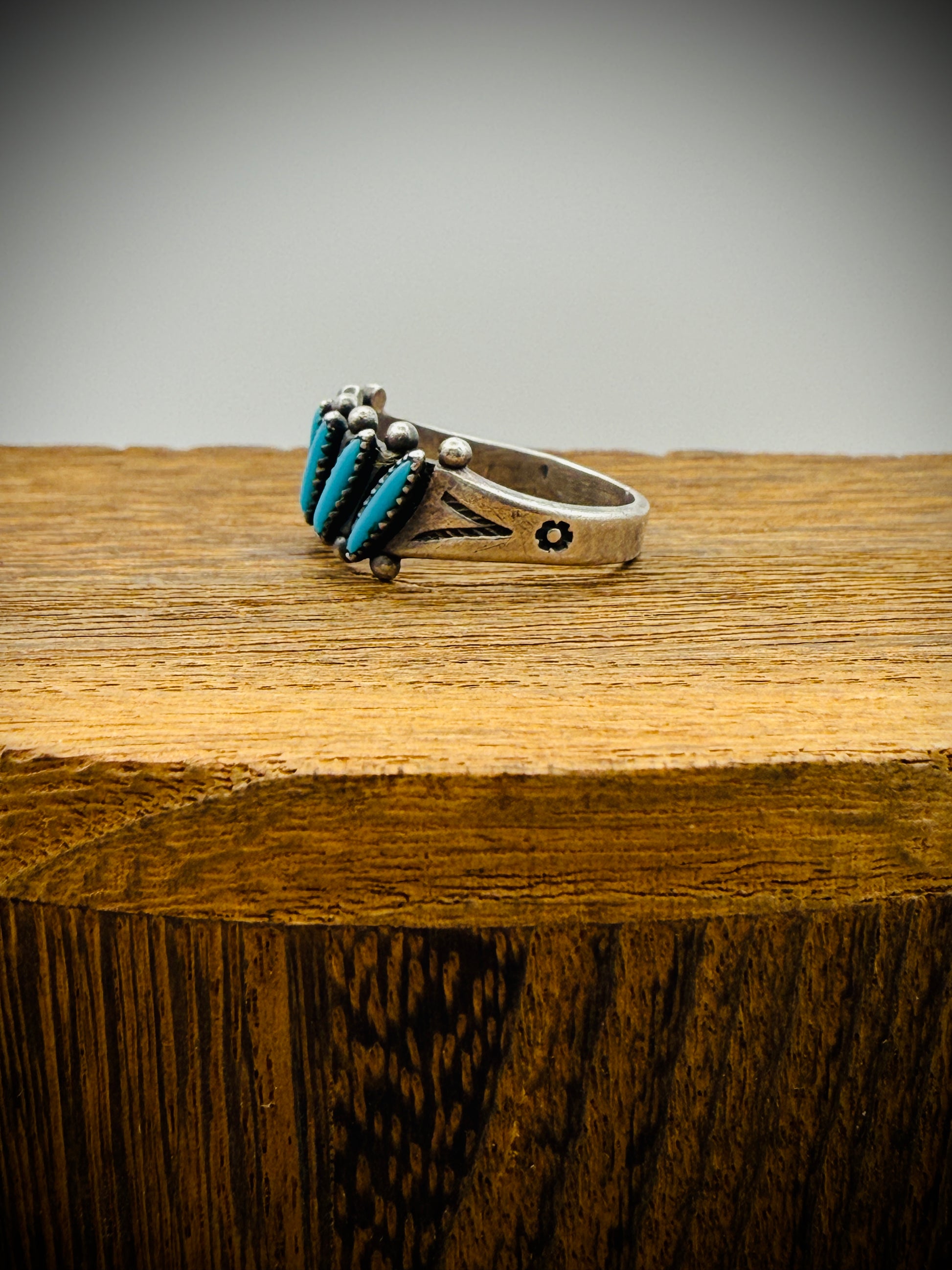 Vintage Bell Trading Post Turquoise Needlepoint Ring – Size 6.5