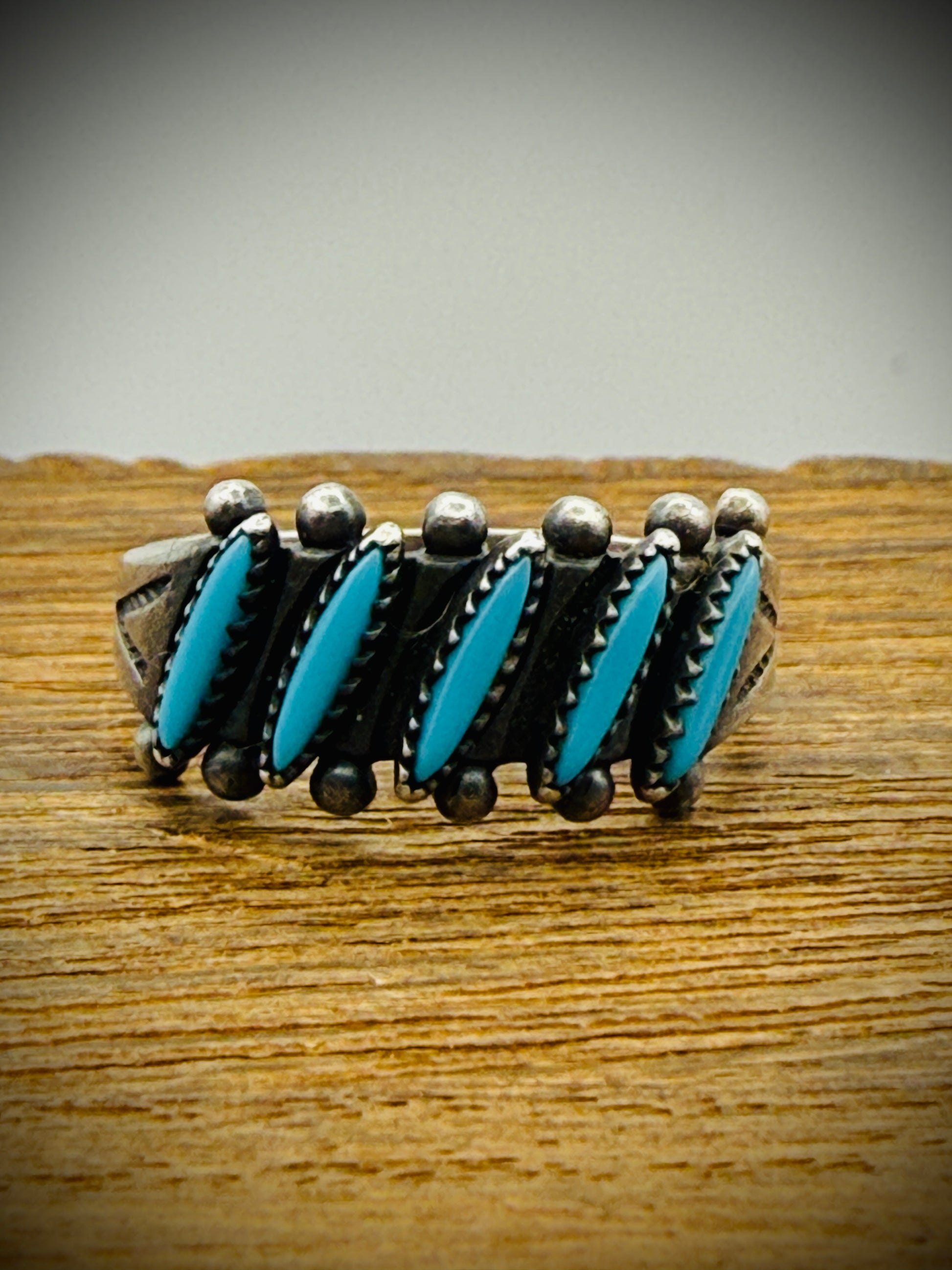 Vintage Bell Trading Post Turquoise Needlepoint Ring – Size 6.5