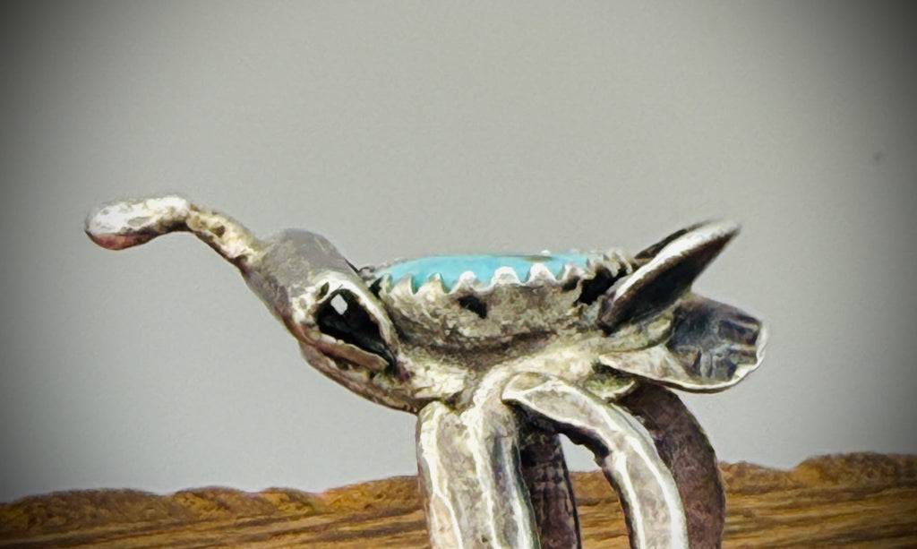 RARE Vintage Navajo Sterling Saddle Ring | Size 10.5 | Natural Turquoise | Artist-Stamped “KEE”