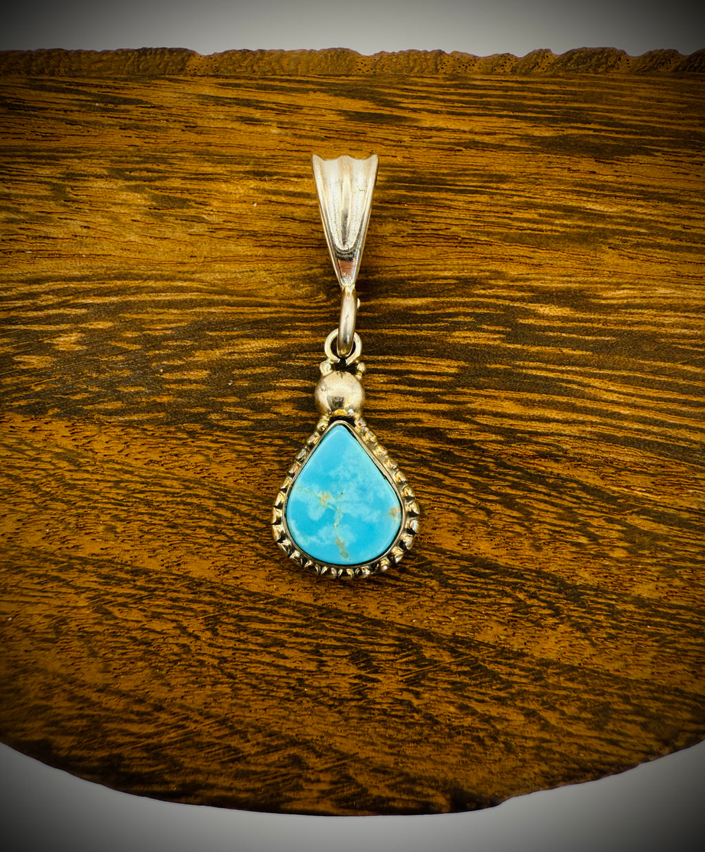 Sterling Silver Pendant – Pear-Shaped Turquoise – Open Back