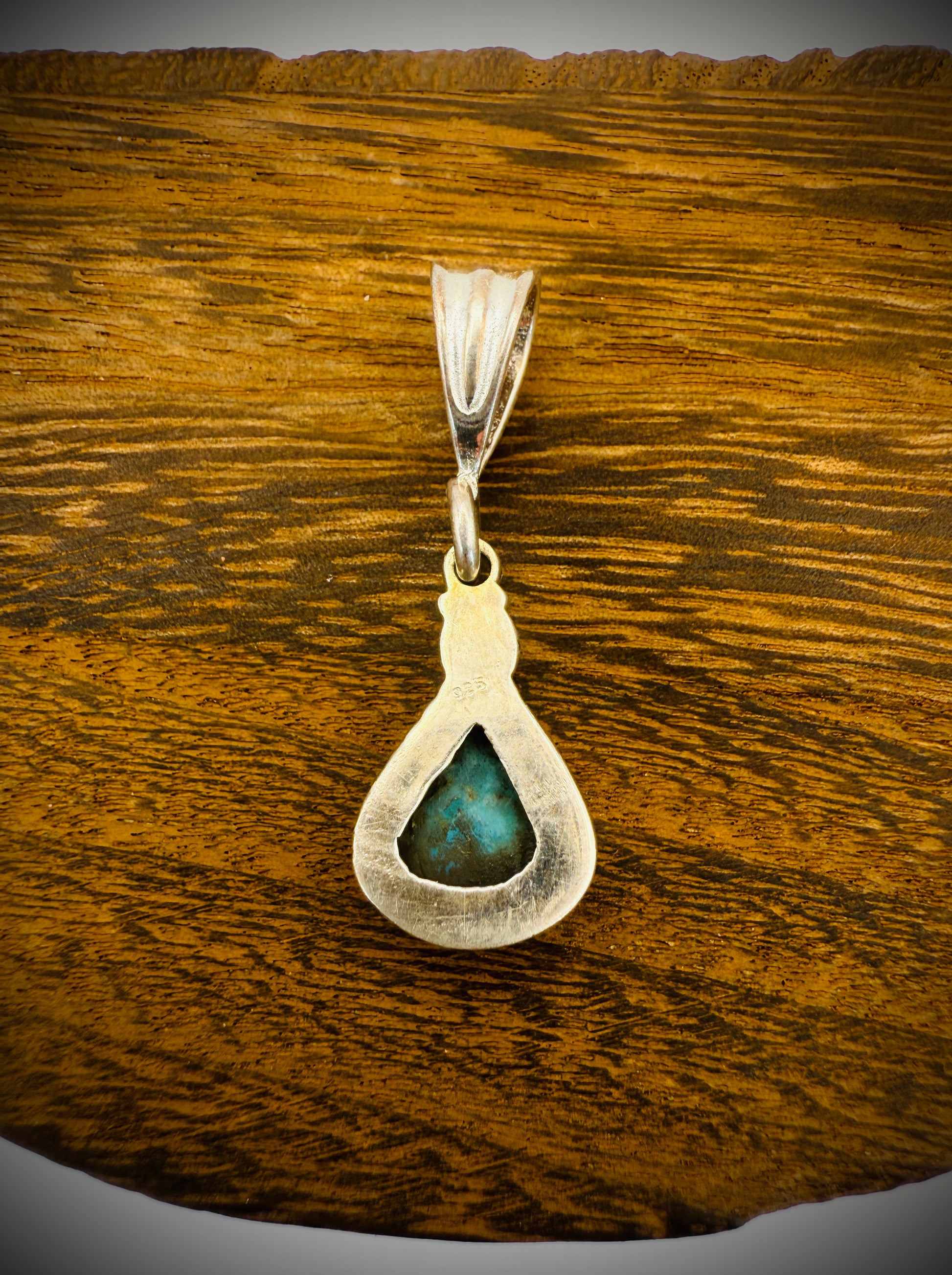 Sterling Silver Pendant – Pear-Shaped Turquoise – Open Back