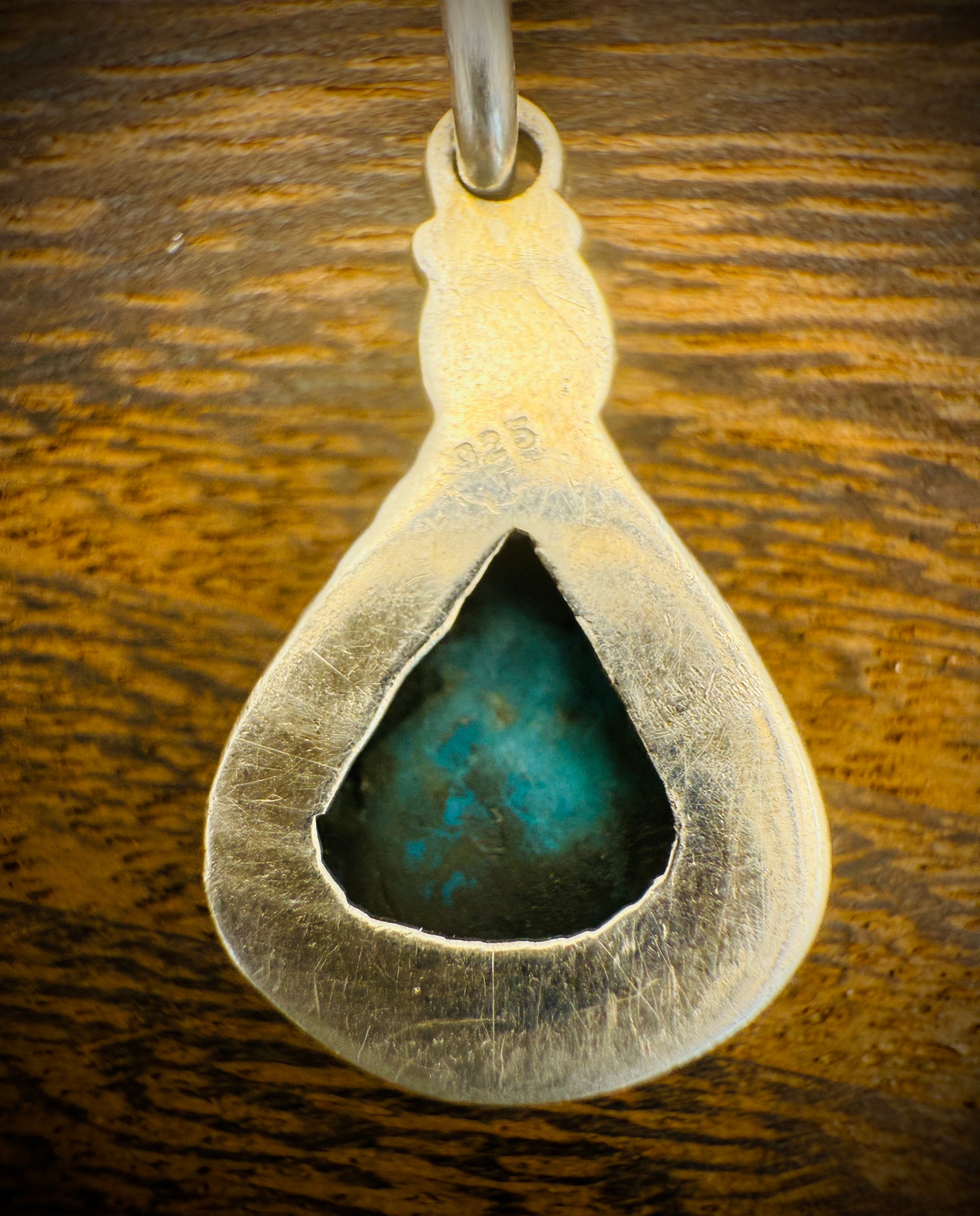 Sterling Silver Pendant – Pear-Shaped Turquoise – Open Back