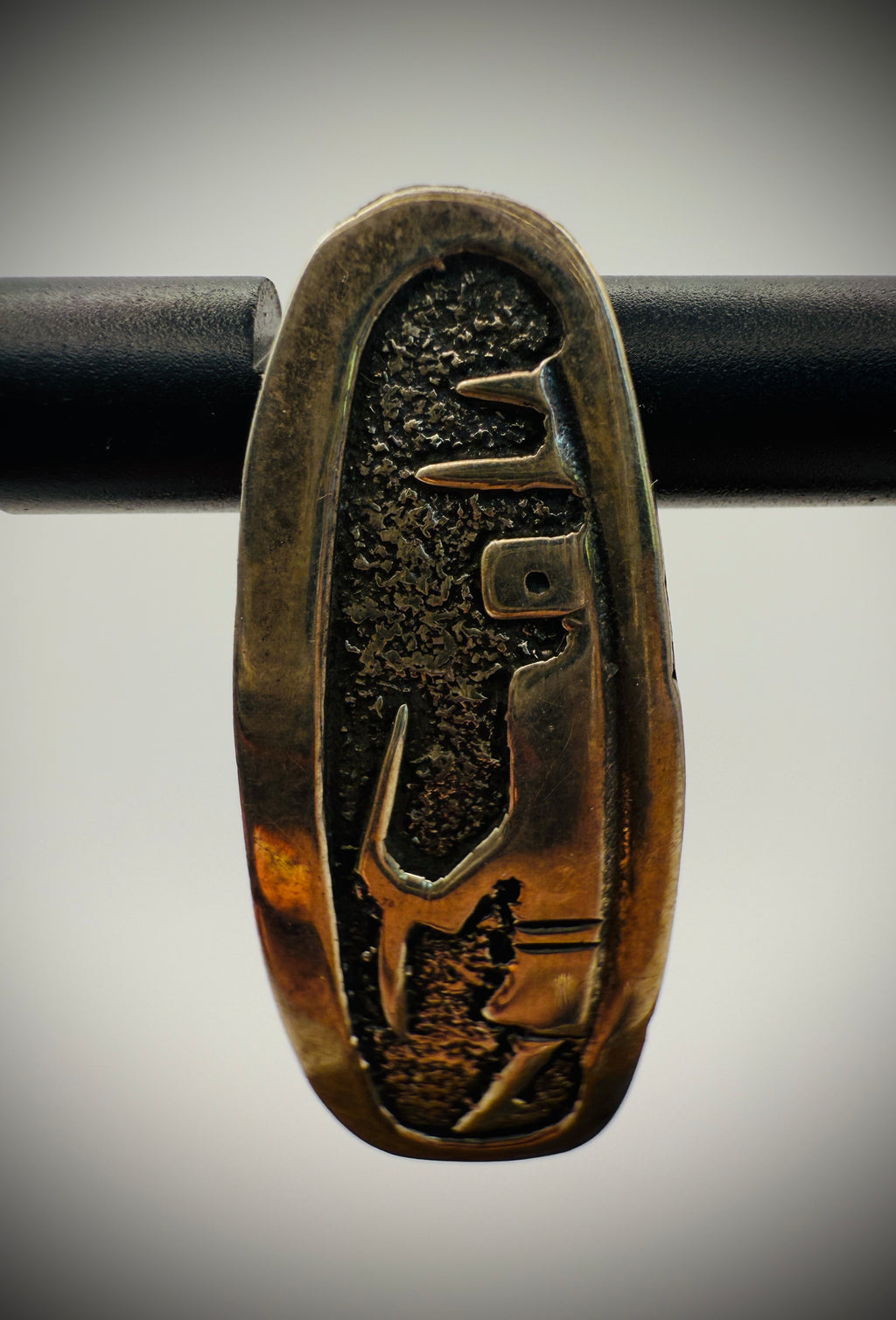 Vintage Hopi Overlay Sterling Silver Earrings – Deer & Symbol Design – 1.25"