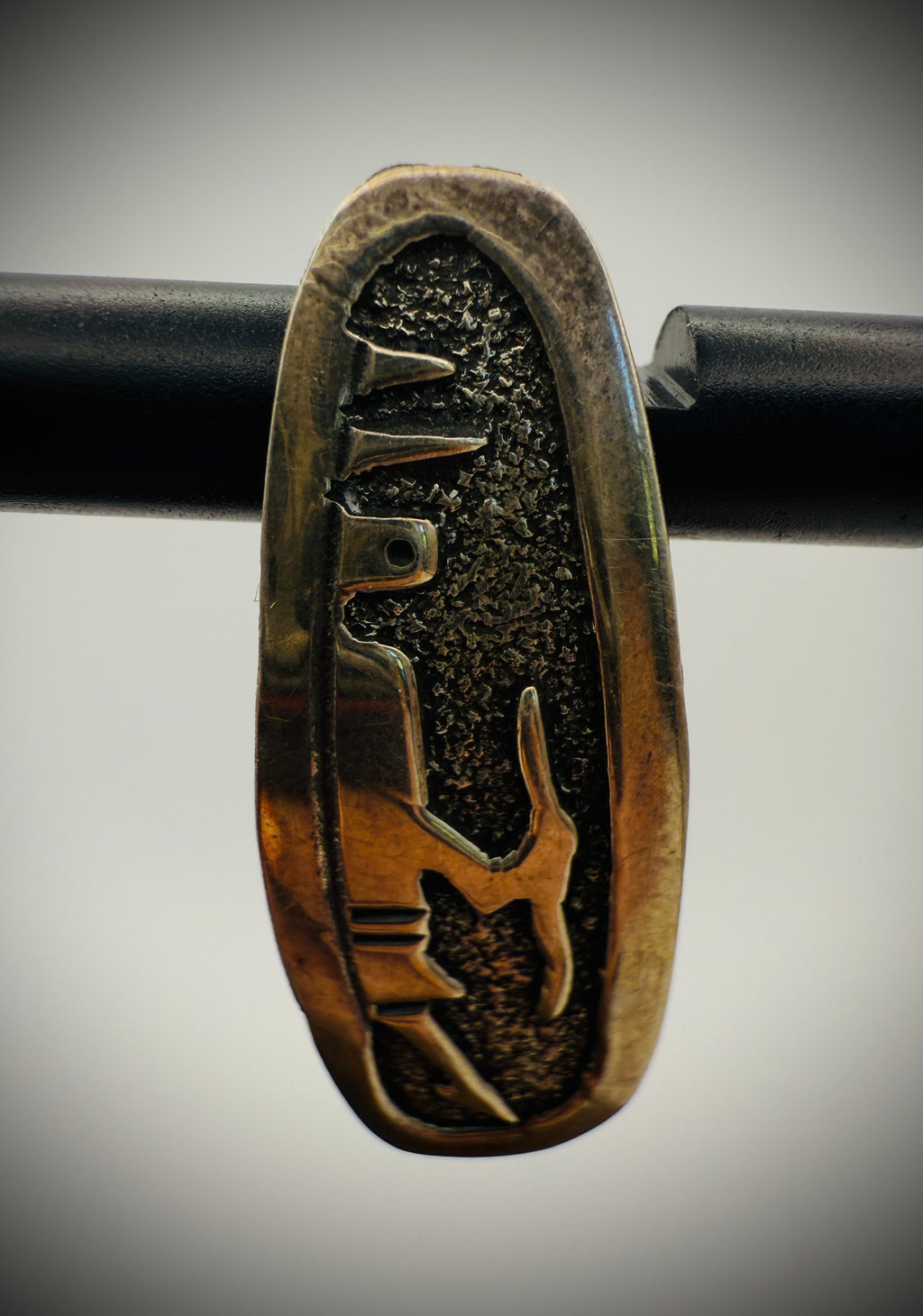 Vintage Hopi Overlay Sterling Silver Earrings – Deer & Symbol Design – 1.25"