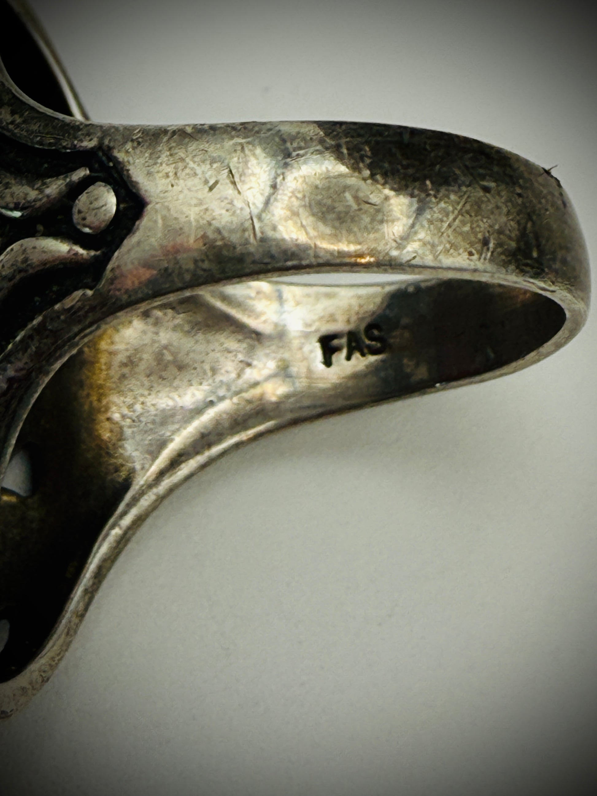 Vintage Sterling Silver FAS Red Stone Ring – Size 7.75