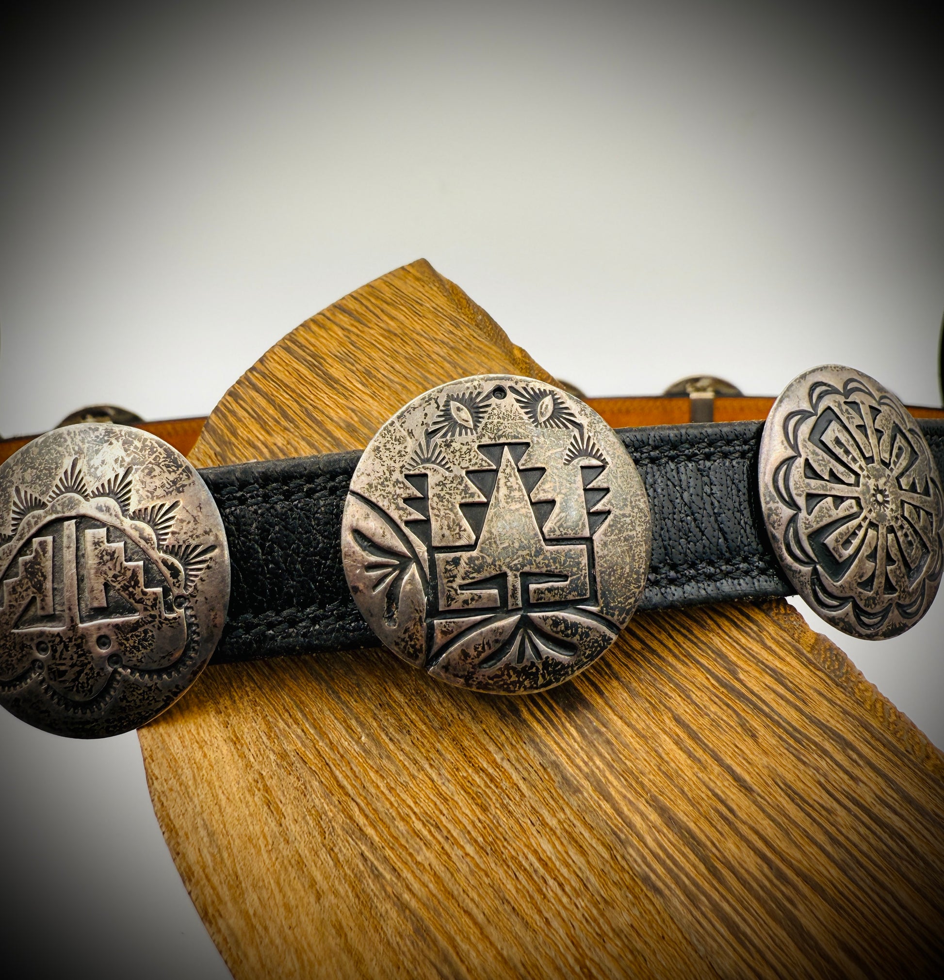 Vintage Navajo Sterling Silver Concho Belt — Signed JF — 14 Piece Set (30")