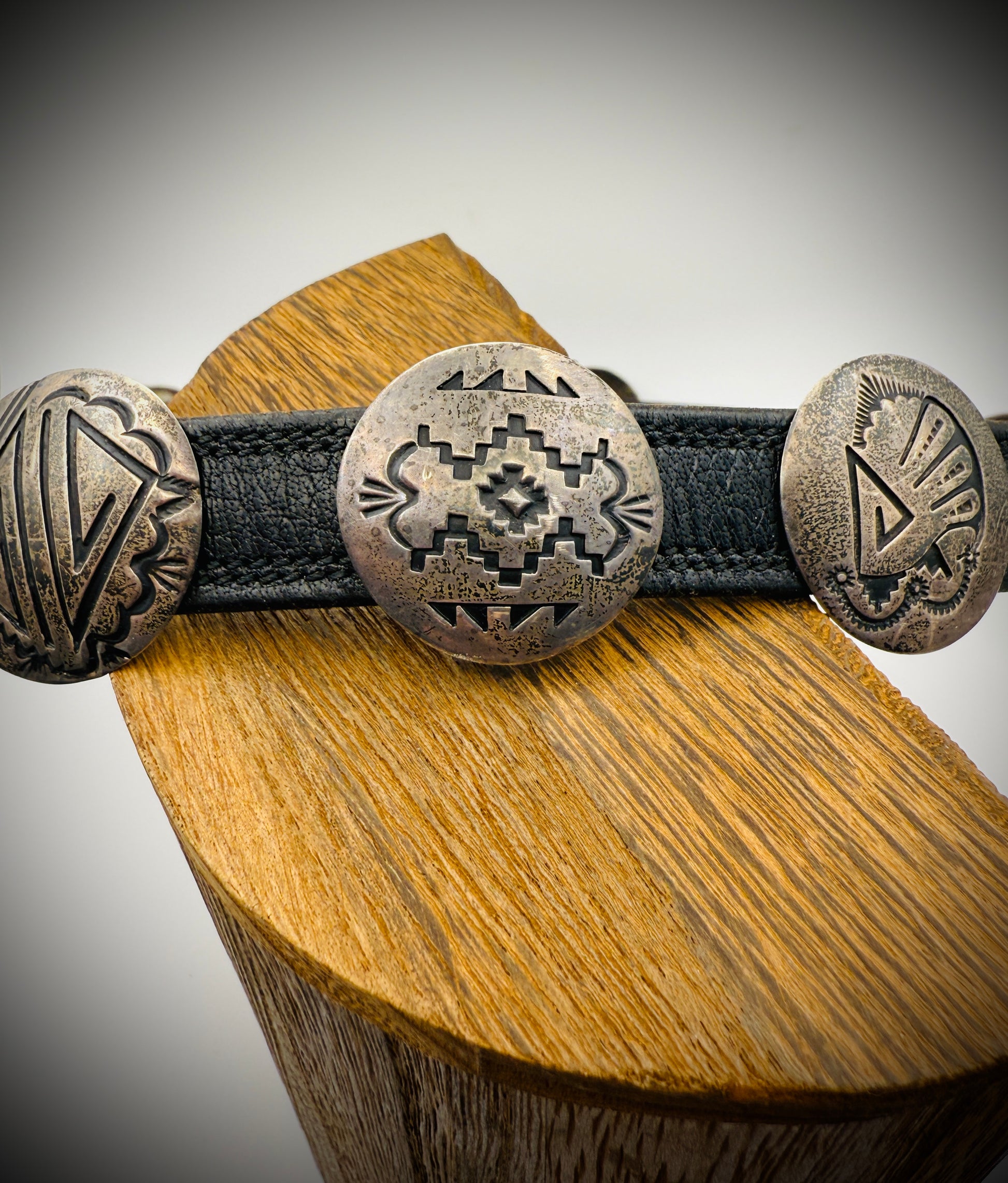 Vintage Navajo Sterling Silver Concho Belt — Signed JF — 14 Piece Set (30")