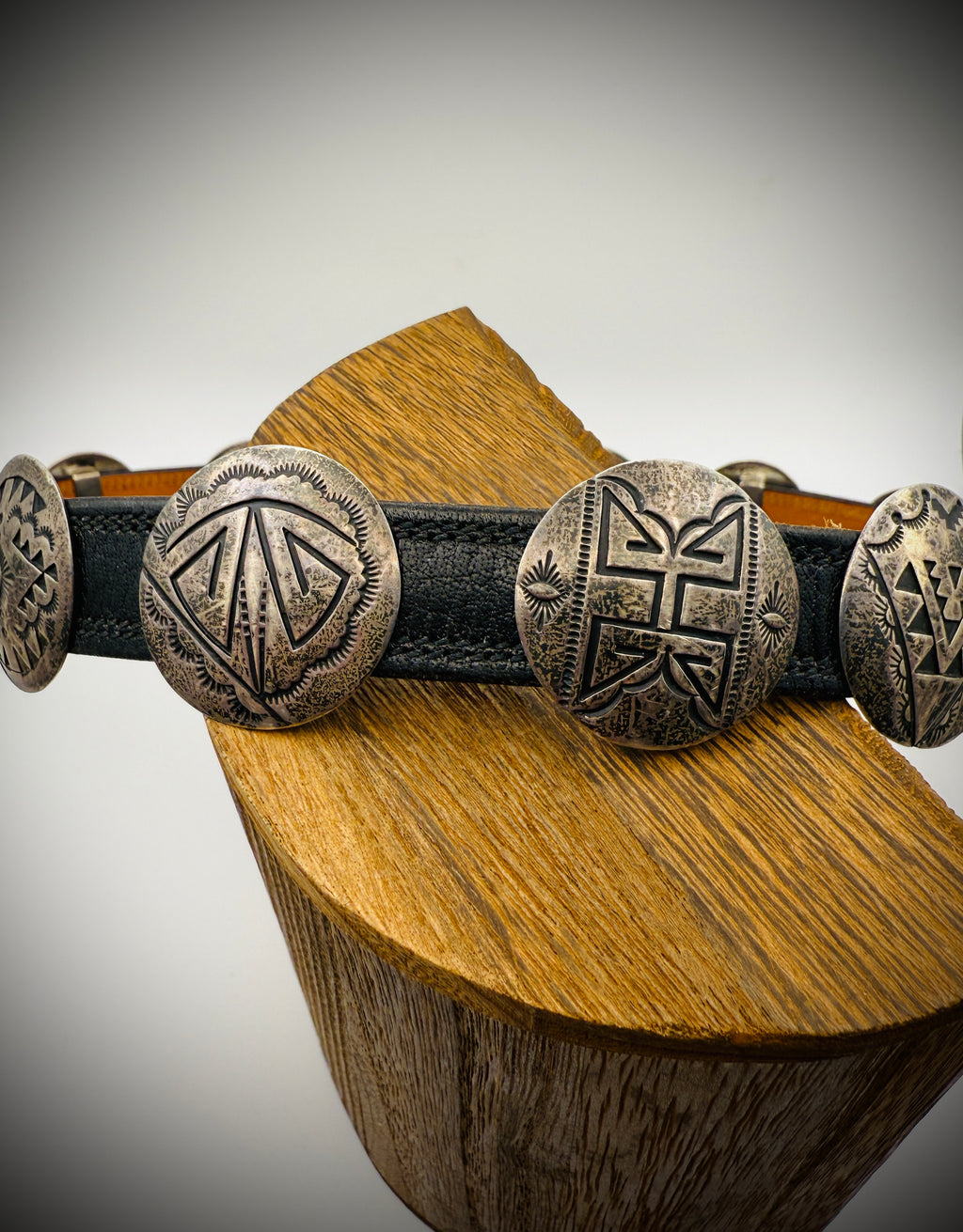 Vintage Navajo Sterling Silver Concho Belt — Signed JF — 14 Piece Set (30")