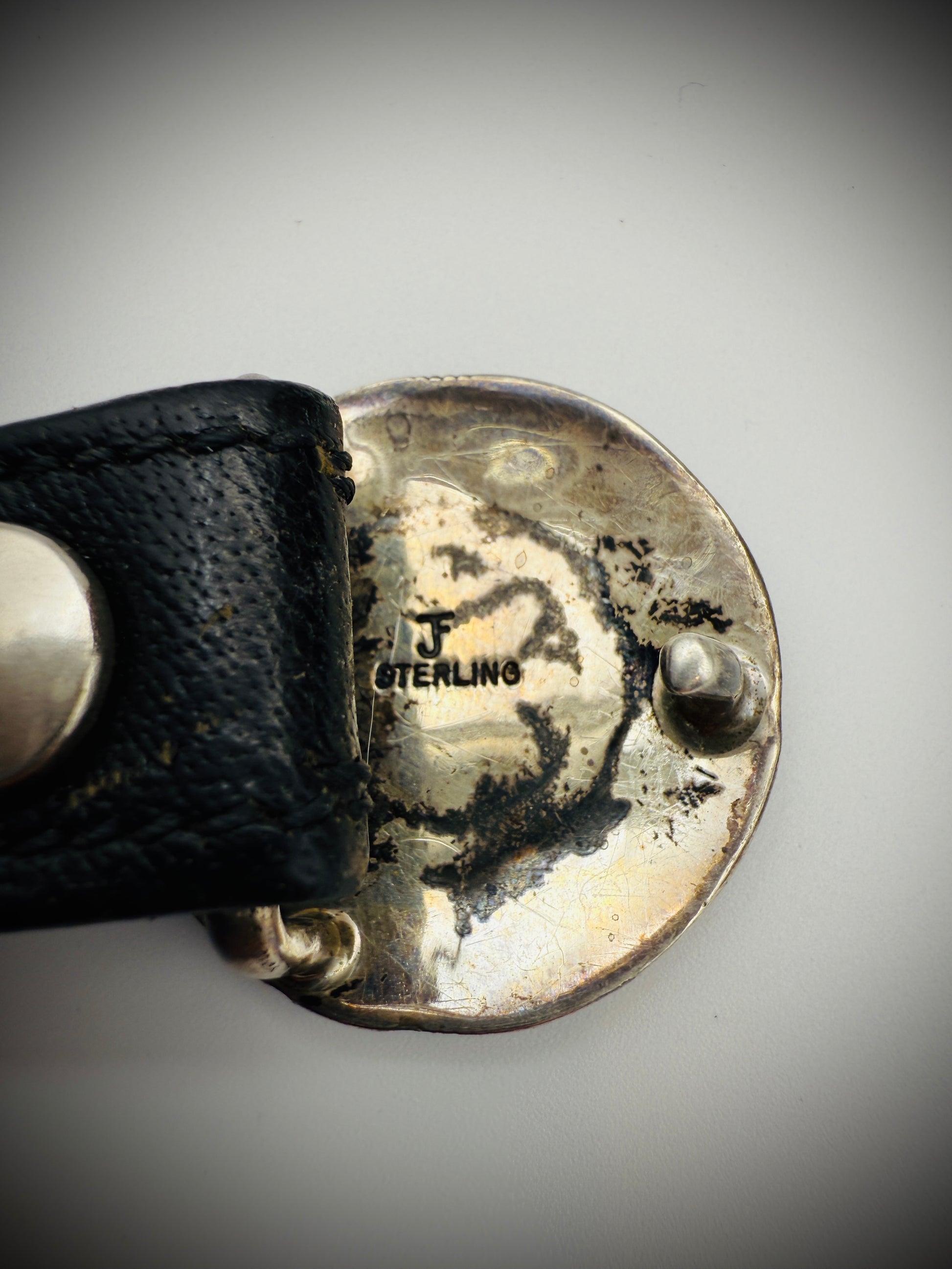 Vintage Navajo Sterling Silver Concho Belt — Signed JF — 14 Piece Set (30")