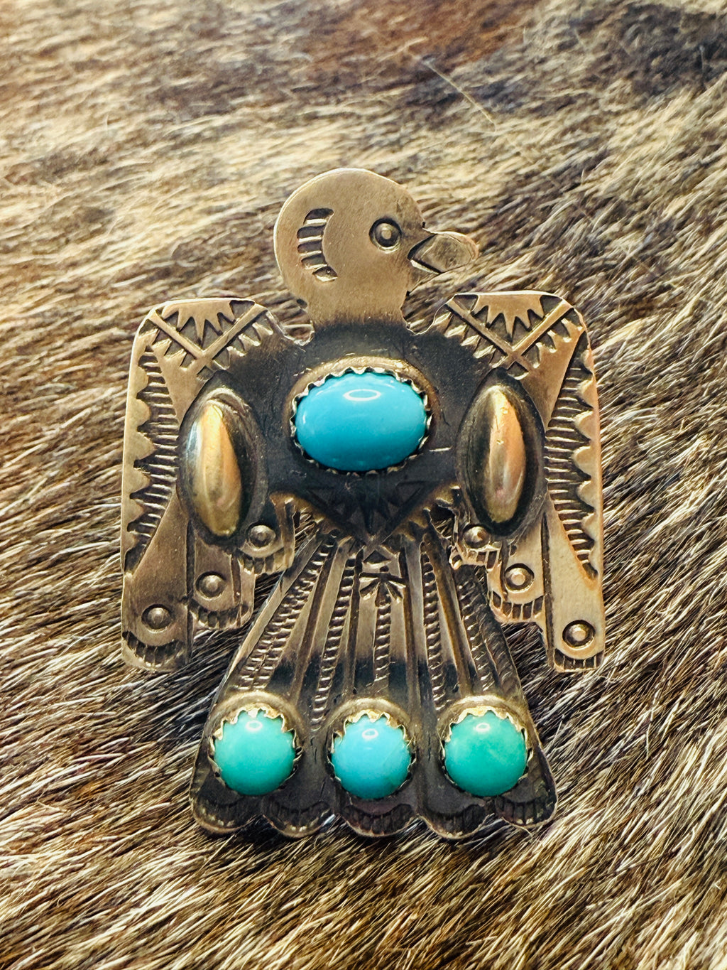 Navajo Sterling Silver Thunderbird Ring by T. Yazzie – Size 9