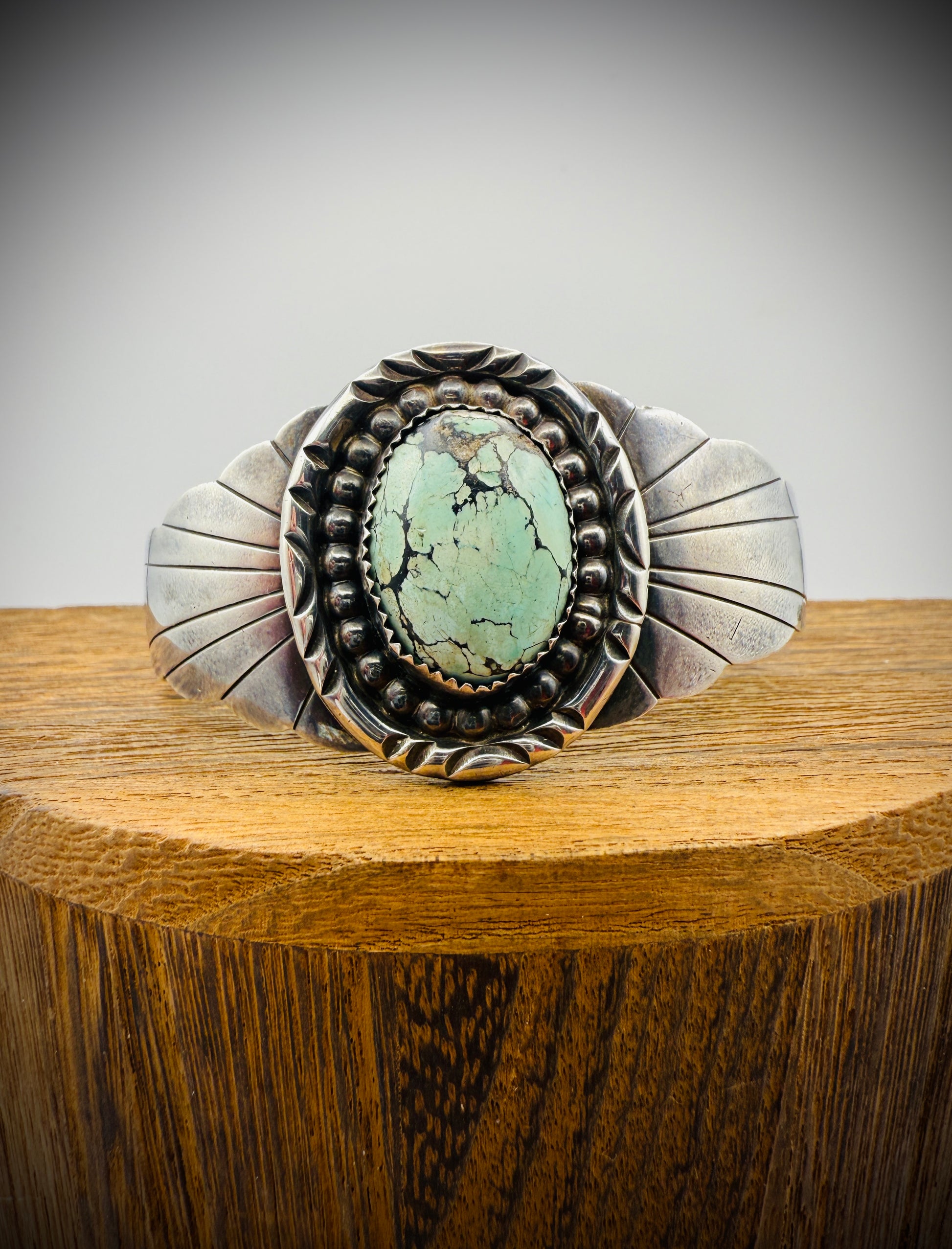 Sterling Silver Cuff – Dry Creek Turquoise – Artist Stamped