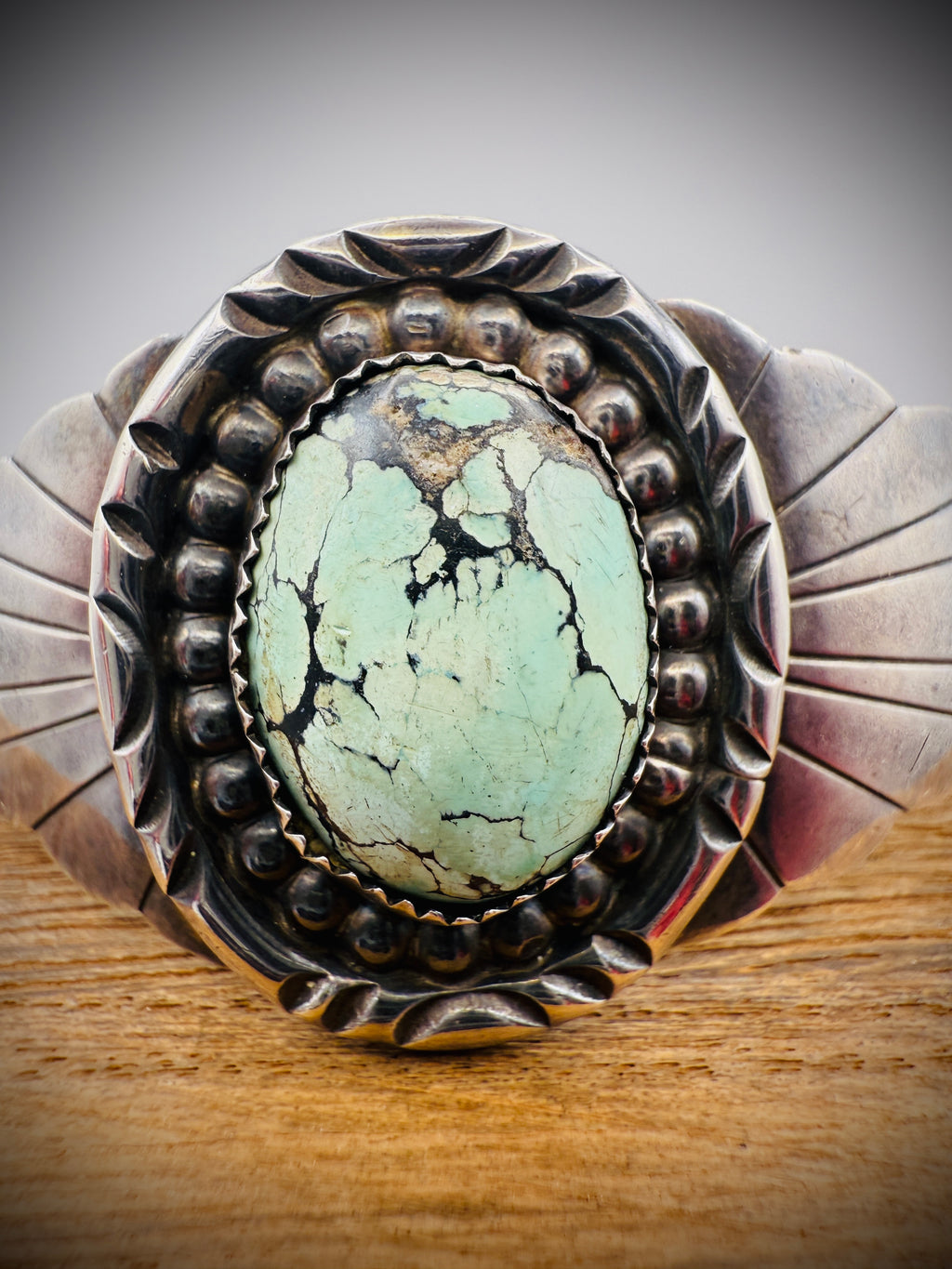 Sterling Silver Cuff – Dry Creek Turquoise – Artist Stamped