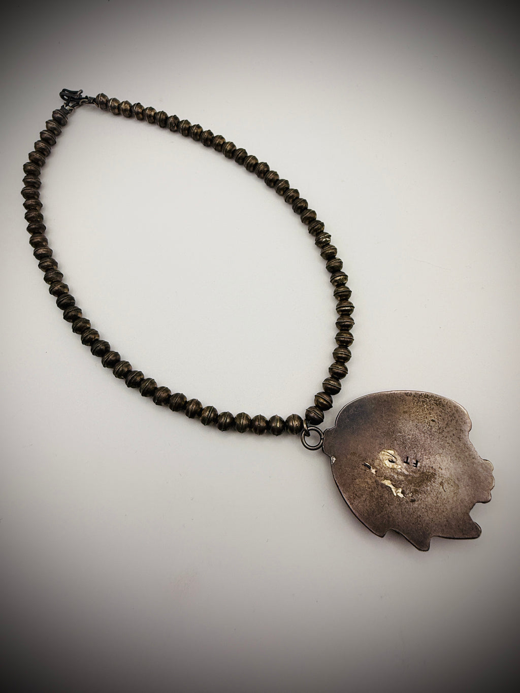 Vintage Sterling Silver Turquoise Necklace – Artist Signed “FT”