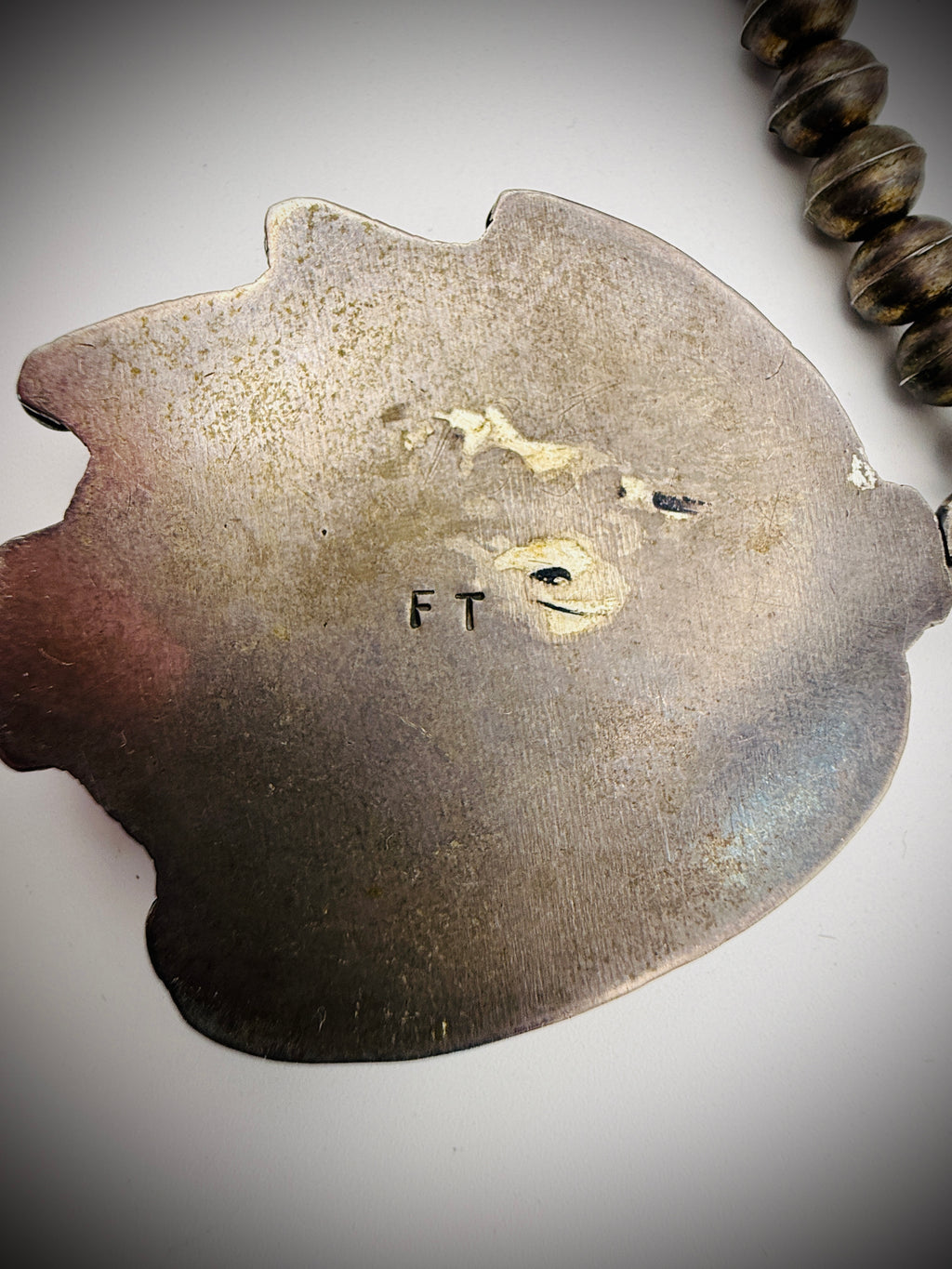 Vintage Sterling Silver Turquoise Necklace – Artist Signed “FT”