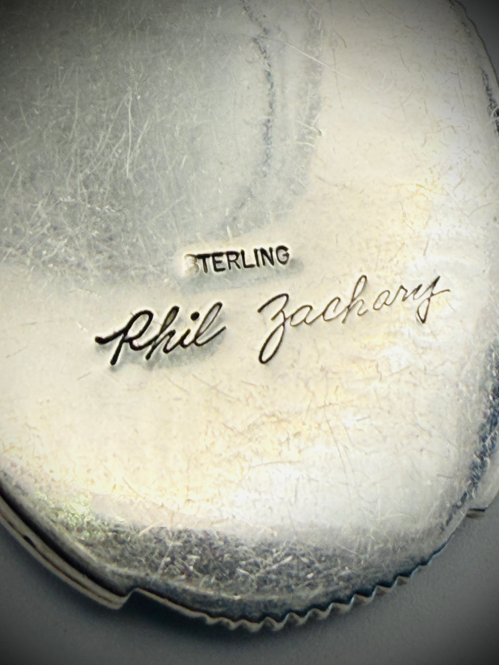 Navajo Sterling Silver Pendant by Phil Zachary – Pink Mother of Pearl, 2.5”