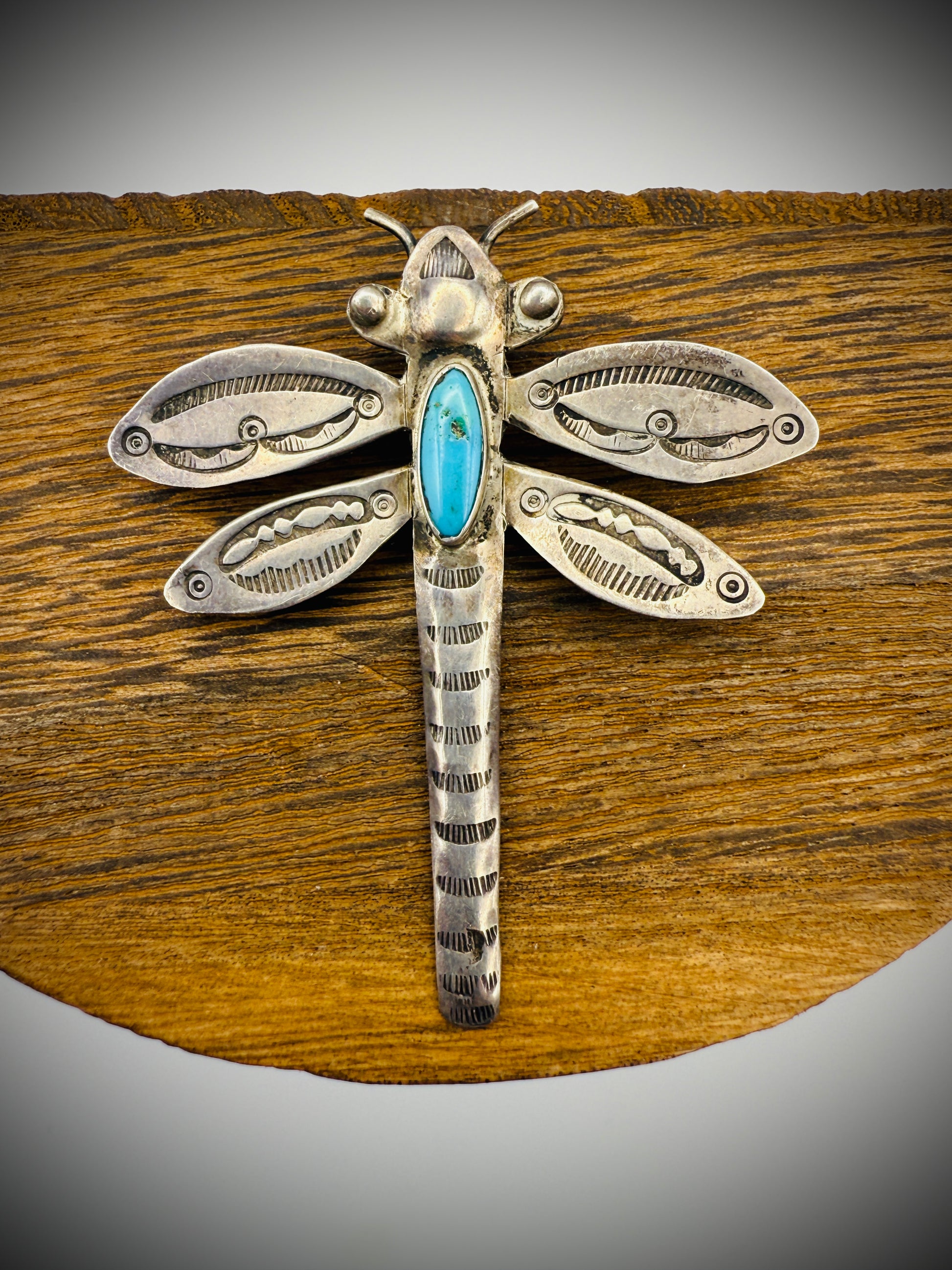 Vintage Sterling Silver Dragonfly Brooch – Turquoise