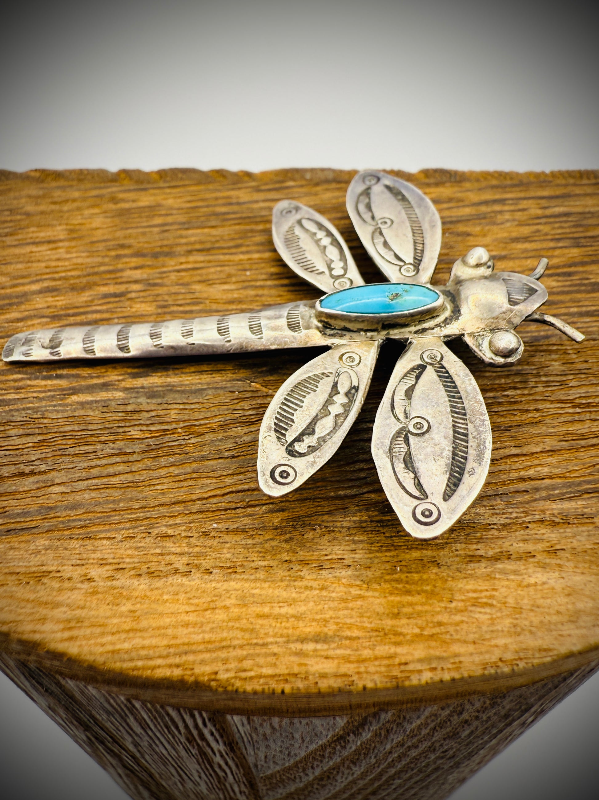 Vintage Sterling Silver Dragonfly Brooch – Turquoise