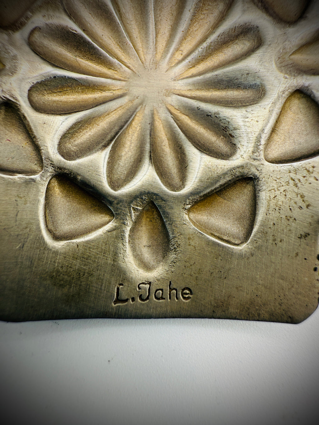 Navajo Sterling Silver Statement Earrings – Repoussé Cross – Signed L. Tahe