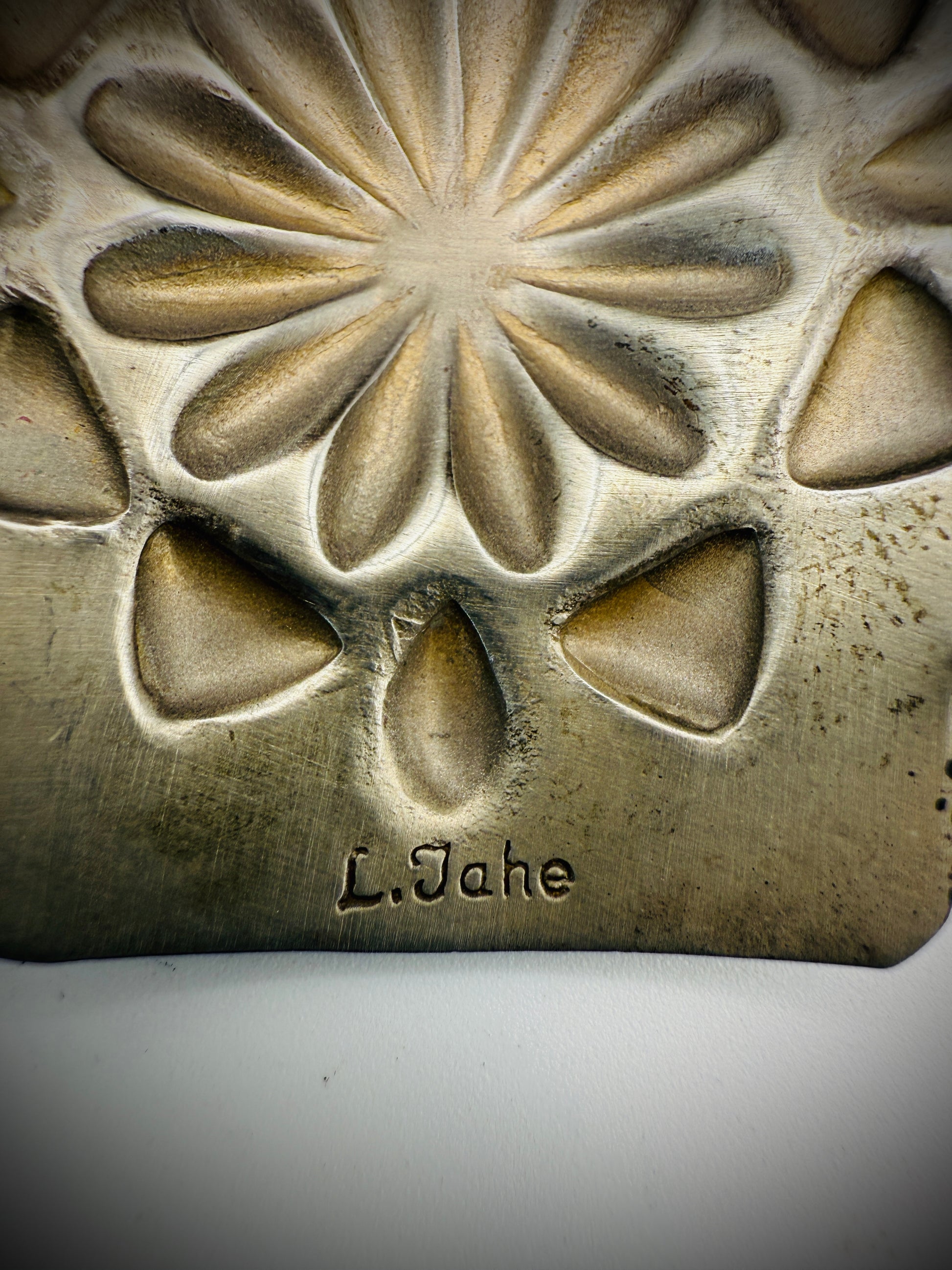 Navajo Sterling Silver Statement Earrings – Repoussé Cross – Signed L. Tahe