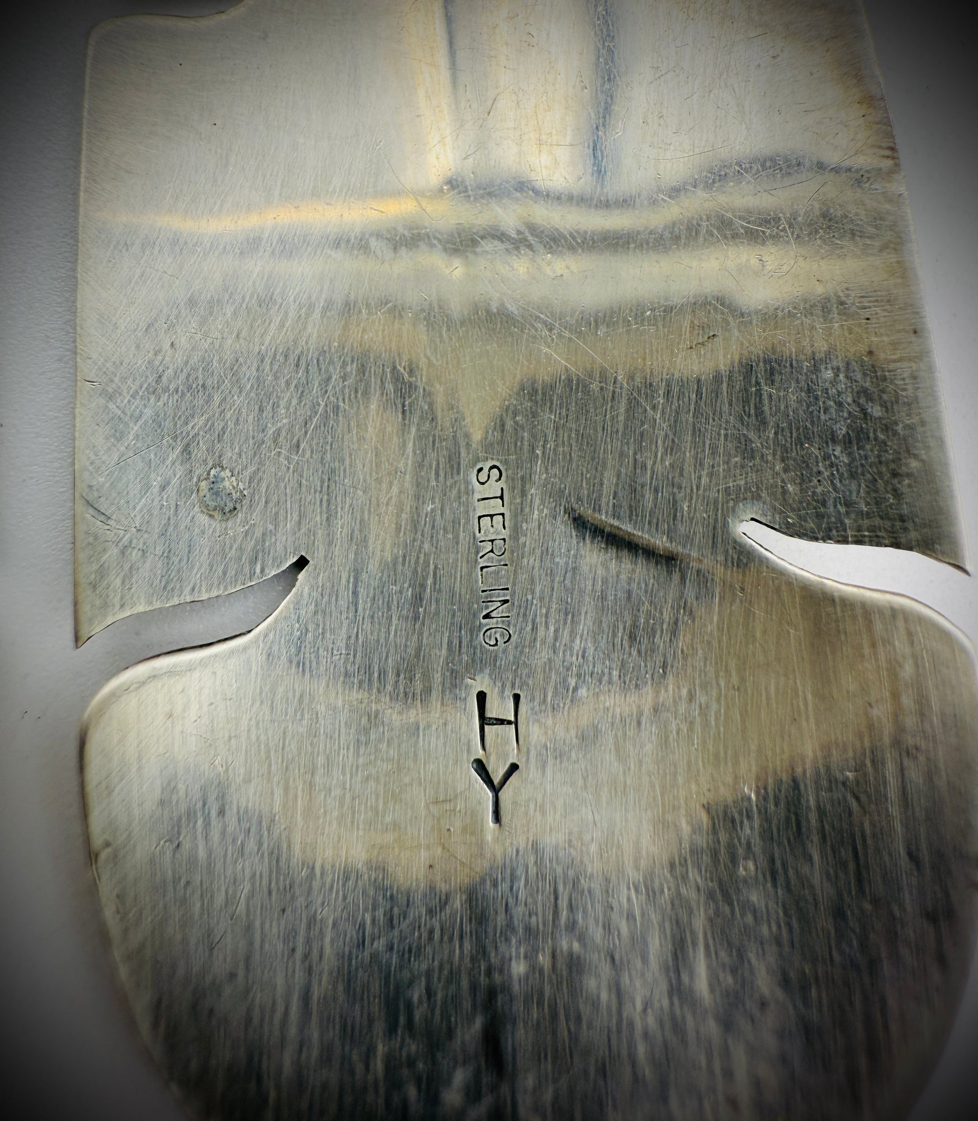 Vintage Sterling Silver Spiderweb Turquoise Feather Earrings  – Signed "HY"