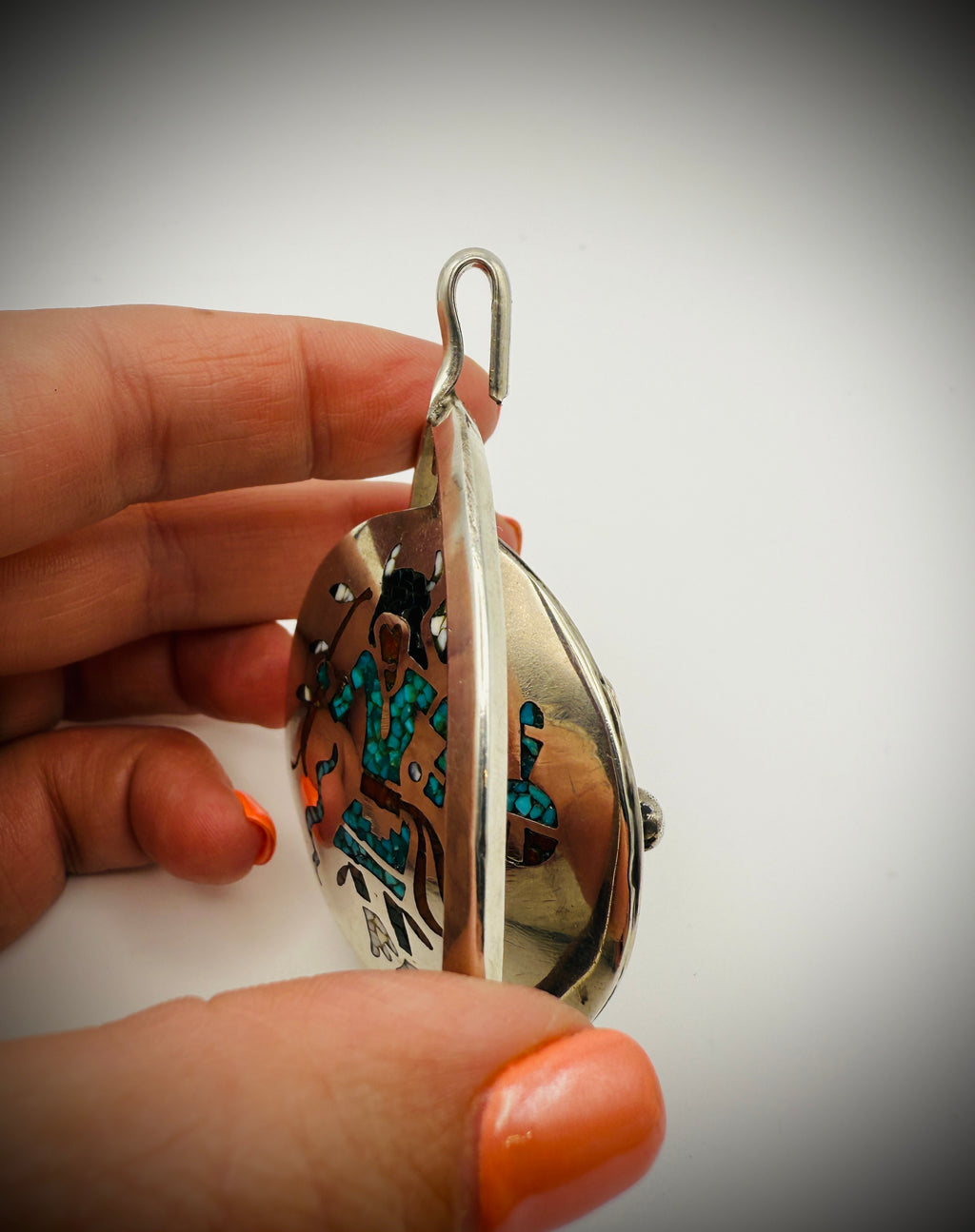 ***STUNNING*** Vintage Navajo Sterling Silver Spinner Pendant – Alfred Joe