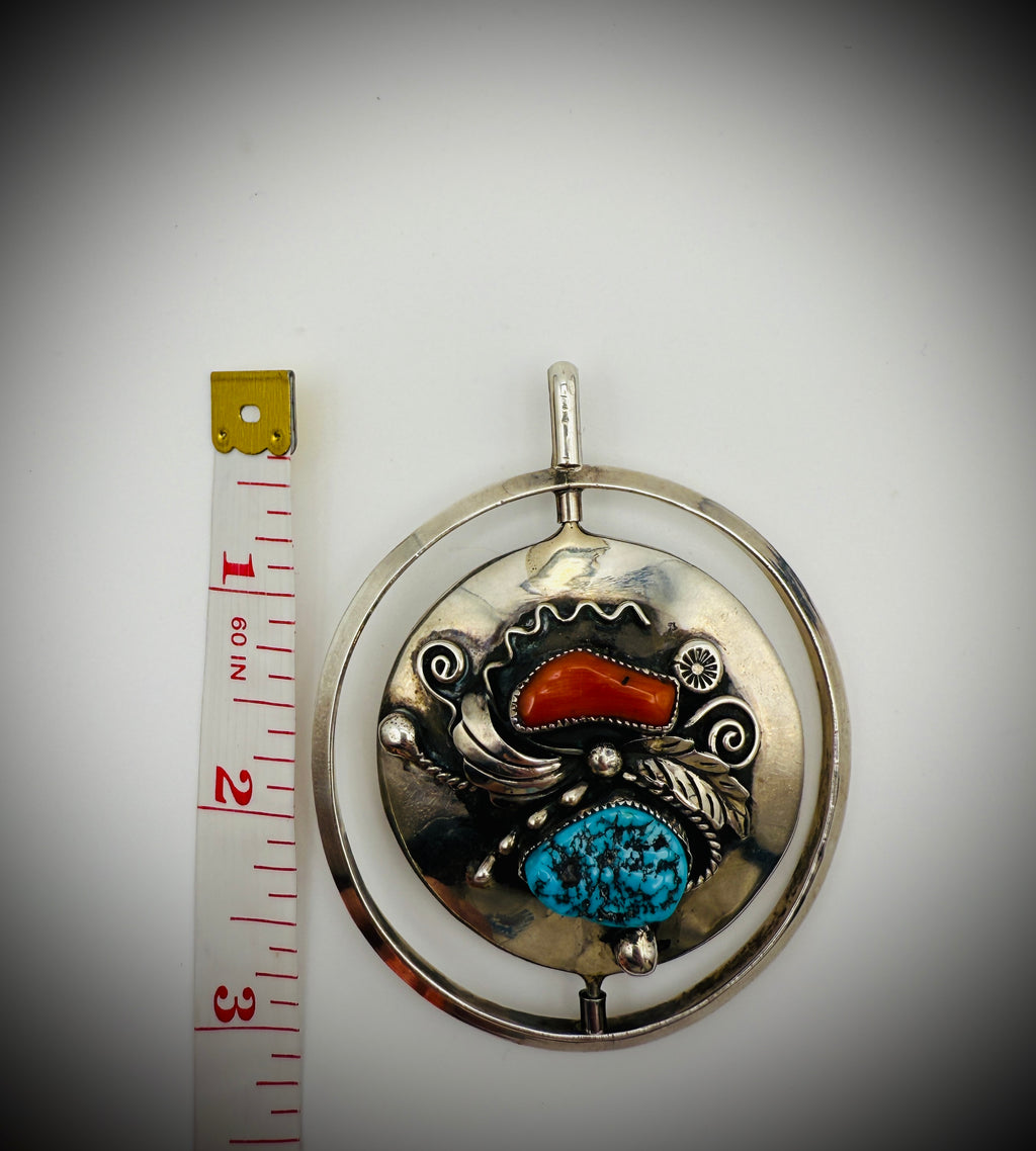 ***STUNNING*** Vintage Navajo Sterling Silver Spinner Pendant – Alfred Joe