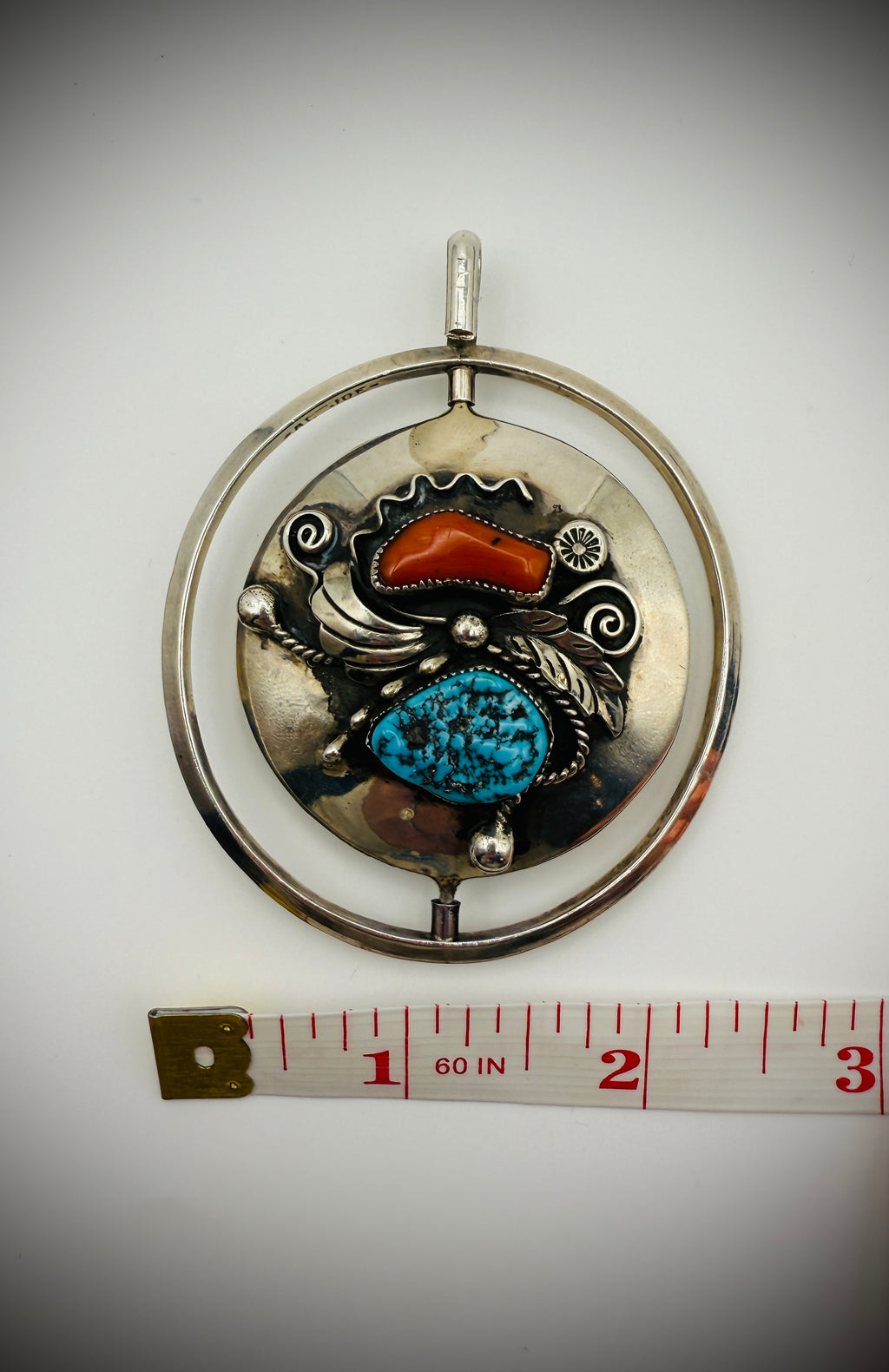 ***STUNNING*** Vintage Navajo Sterling Silver Spinner Pendant – Alfred Joe