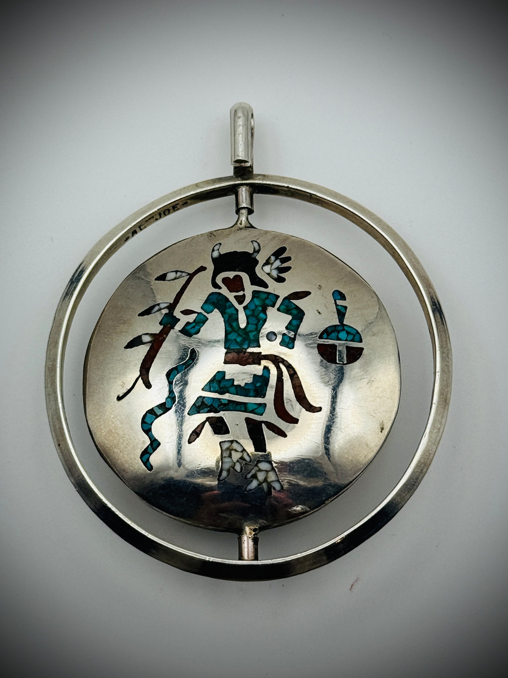***STUNNING*** Vintage Navajo Sterling Silver Spinner Pendant – Alfred Joe