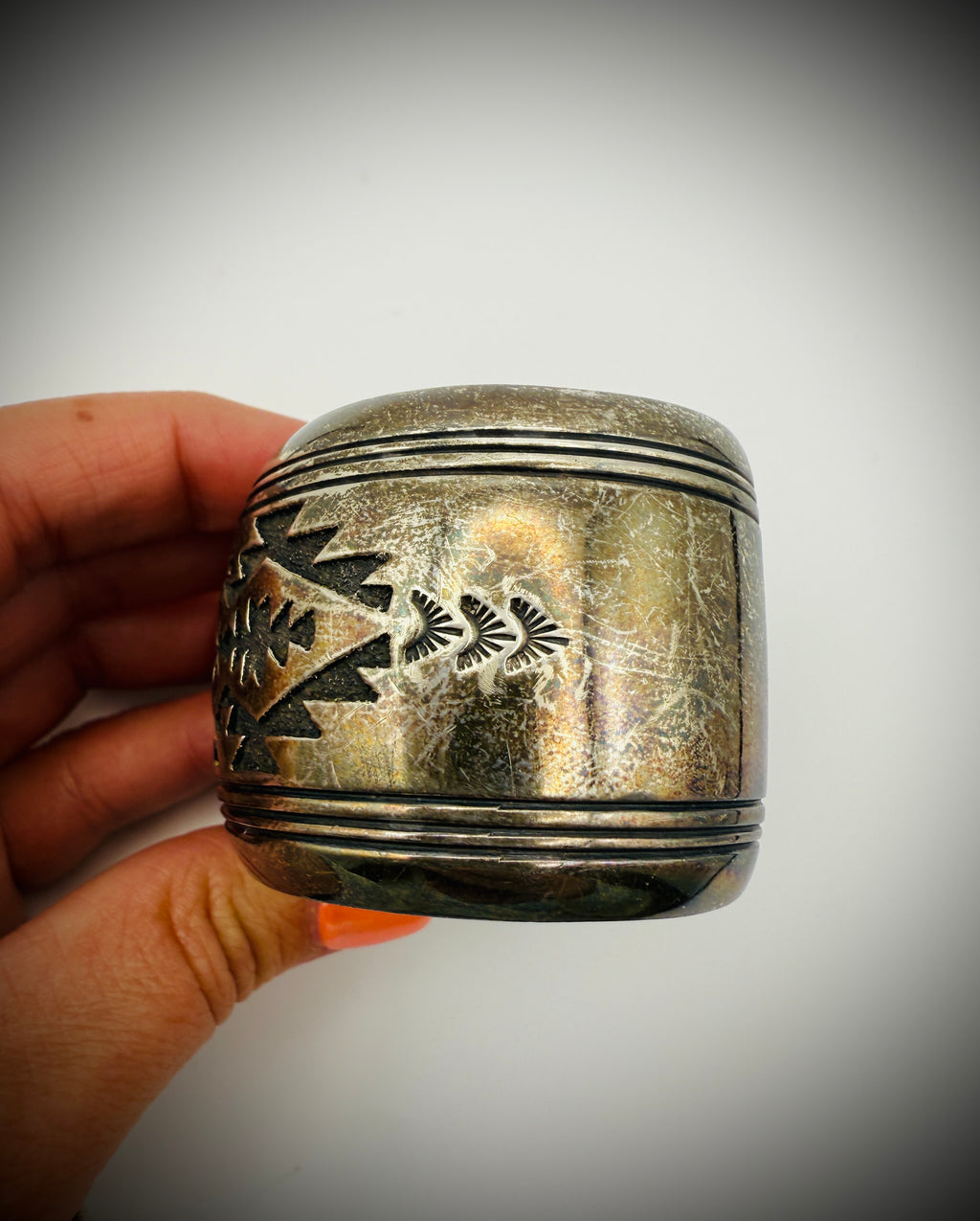 Vintage Navajo Sterling Silver Cuff – Signed Thomas Singer