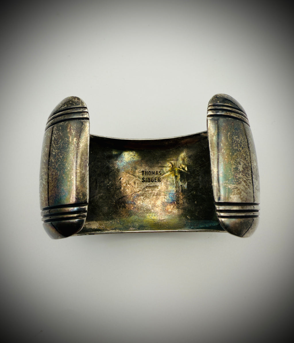 Vintage Navajo Sterling Silver Cuff – Signed Thomas Singer