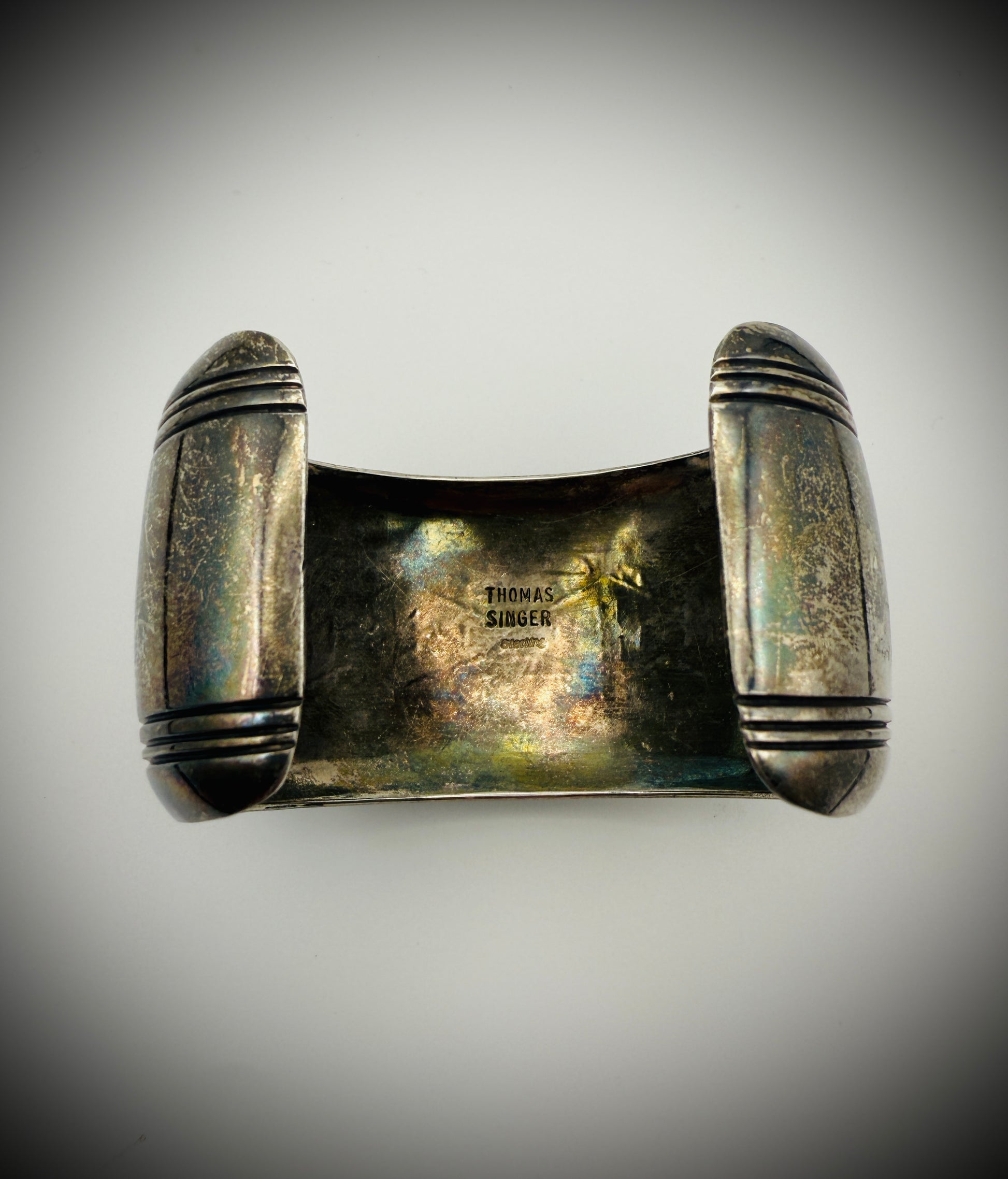 Vintage Navajo Sterling Silver Cuff – Signed Thomas Singer