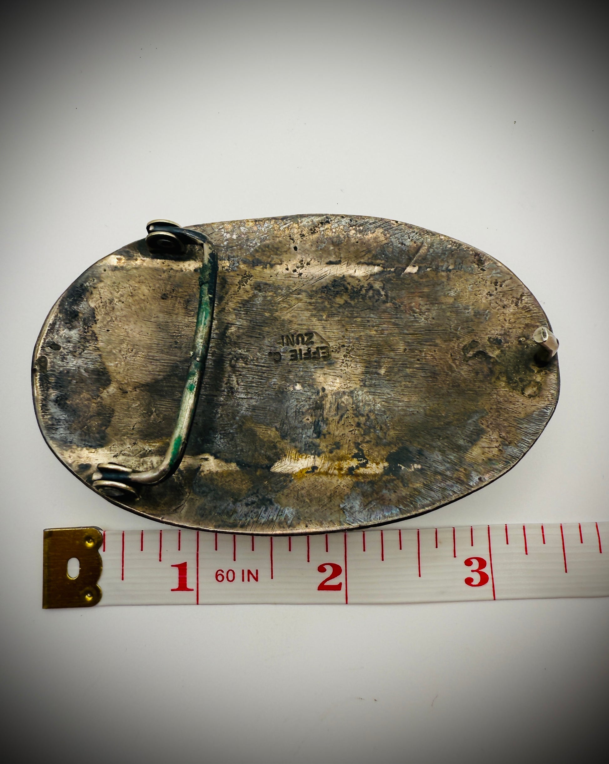 Vintage Effie Calavaza Zuni Sterling Silver Snake & Turquoise Belt Buckle w/Belt