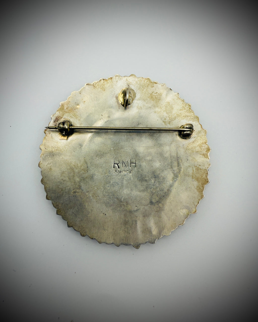 Vintage Sterling Silver & Turquoise Petit Point Cluster Brooch/Pendant – Signed RNH