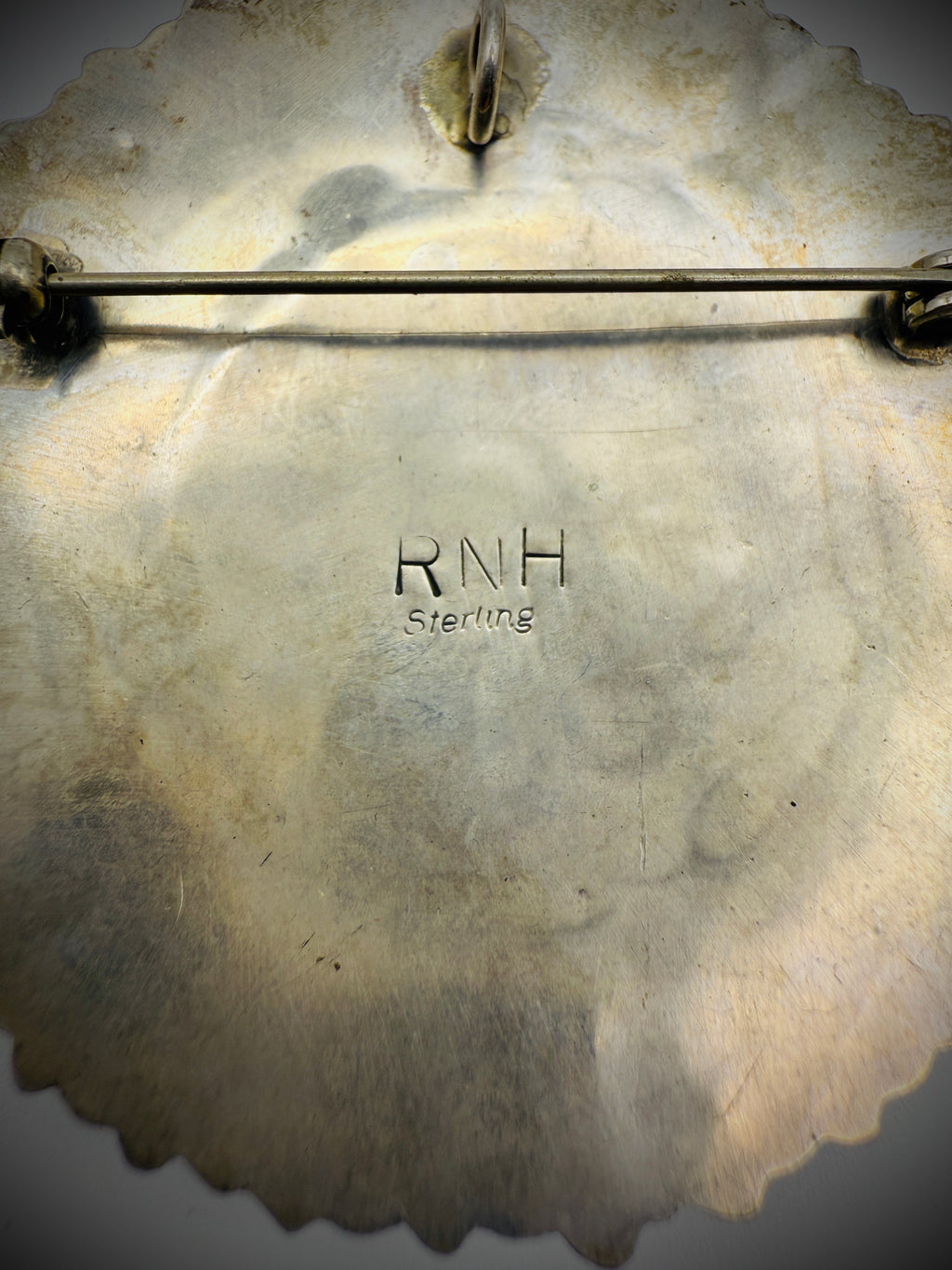 Vintage Sterling Silver & Turquoise Petit Point Cluster Brooch/Pendant – Signed RNH