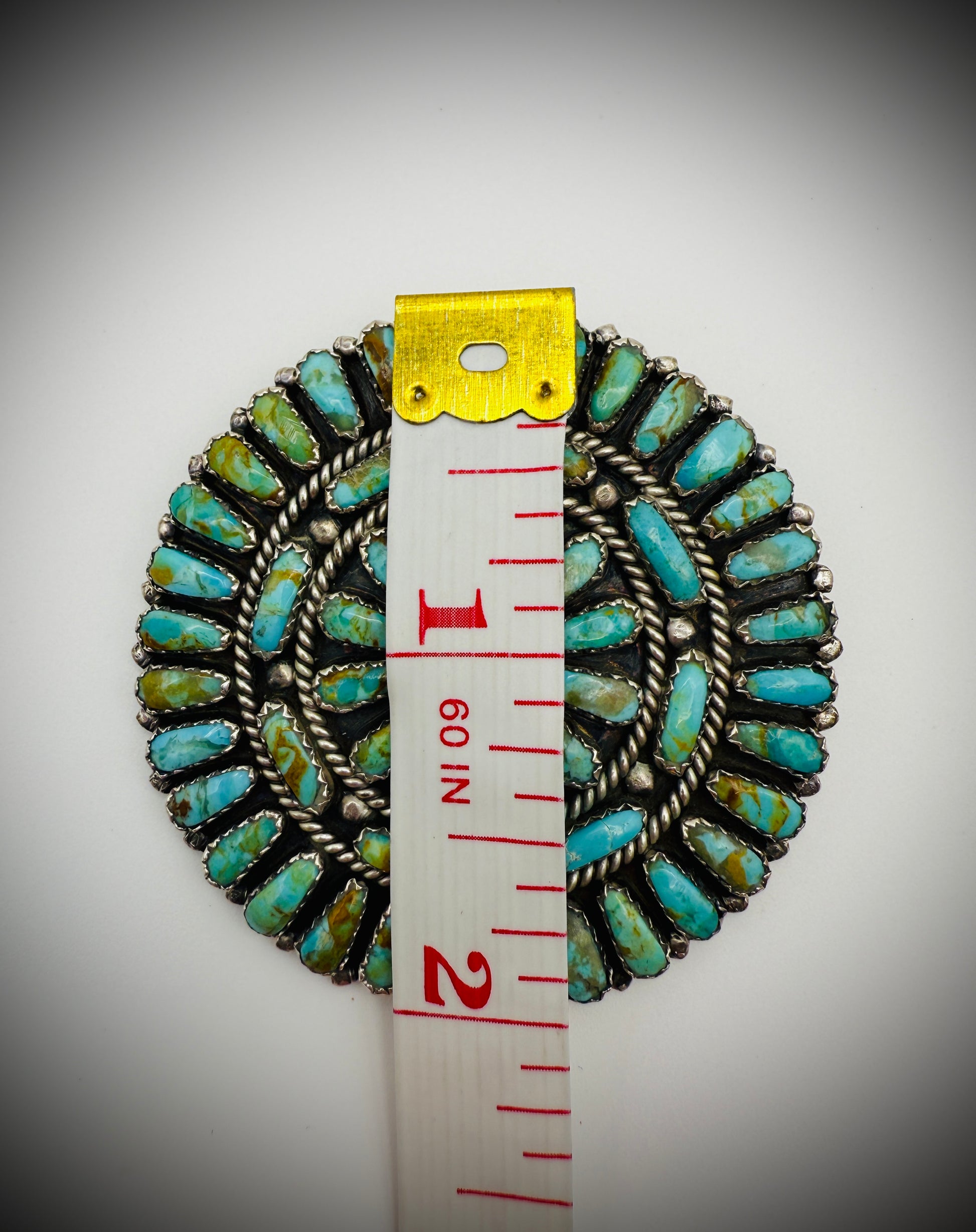 Vintage Sterling Silver & Turquoise Petit Point Cluster Brooch/Pendant – Signed RNH