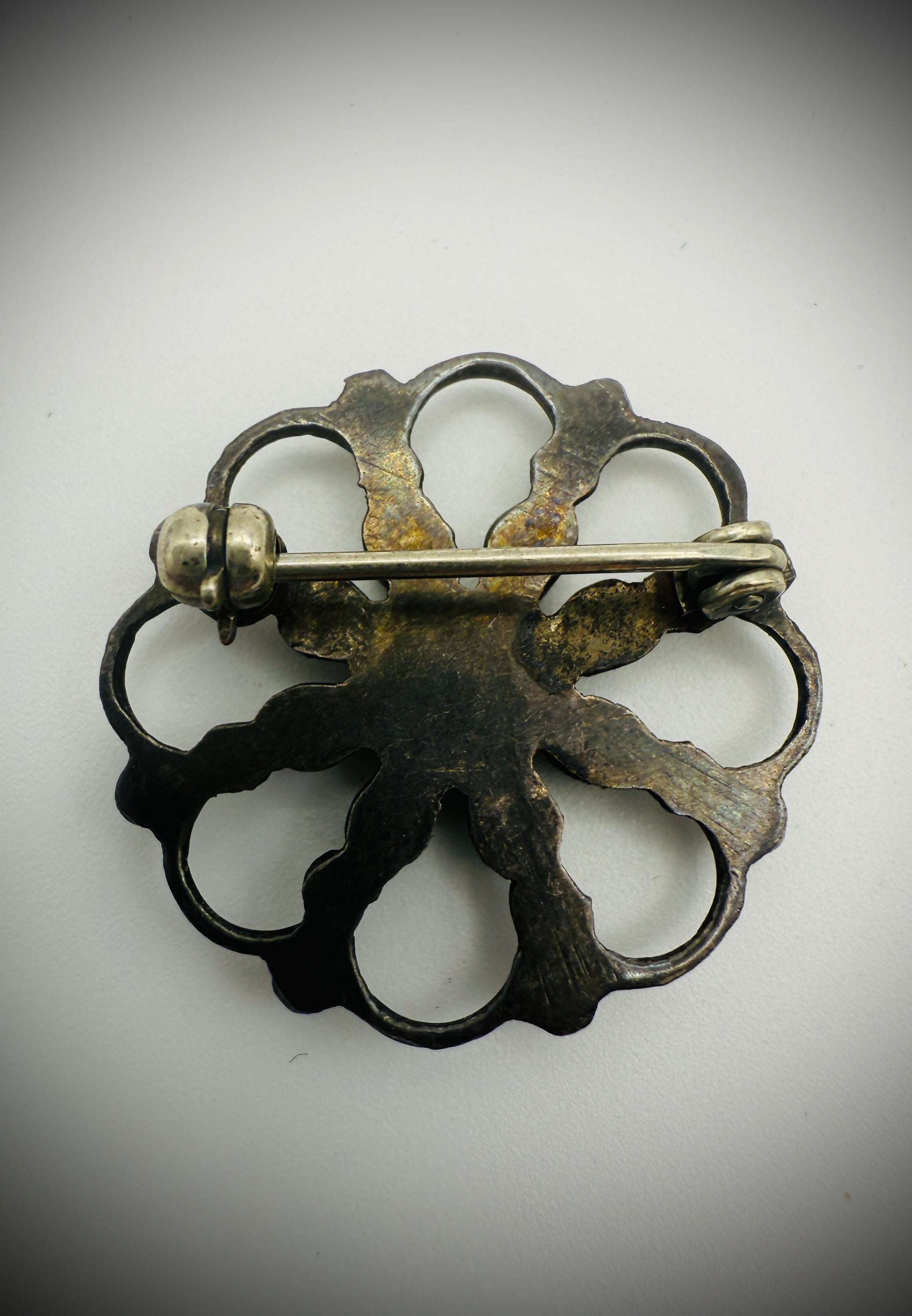 Vintage Sterling Silver Turquoise Cluster Brooch