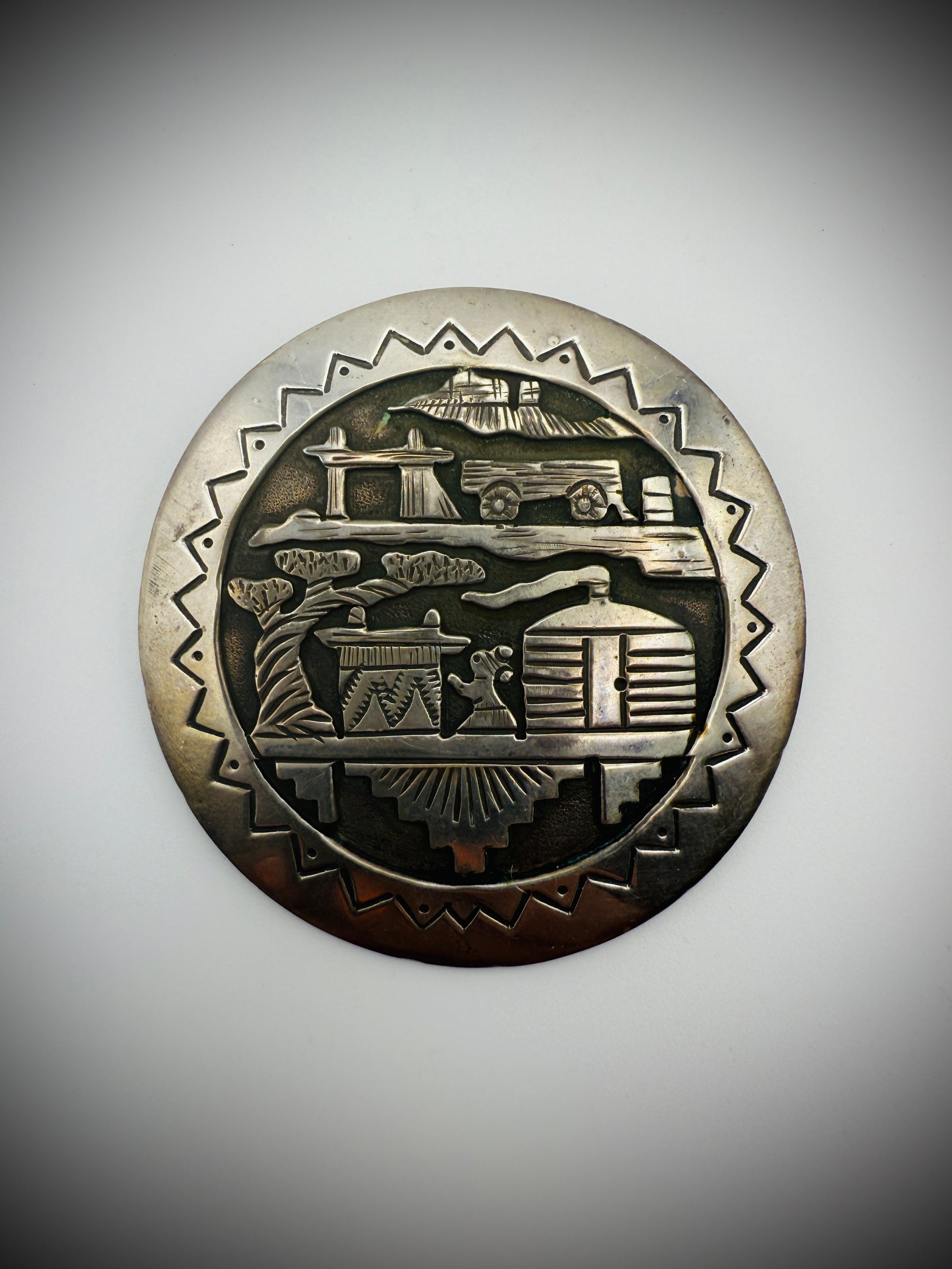 Vintage Sterling Silver Pendant/Brooch – Randall Begay (Navajo) – Storytelling Design