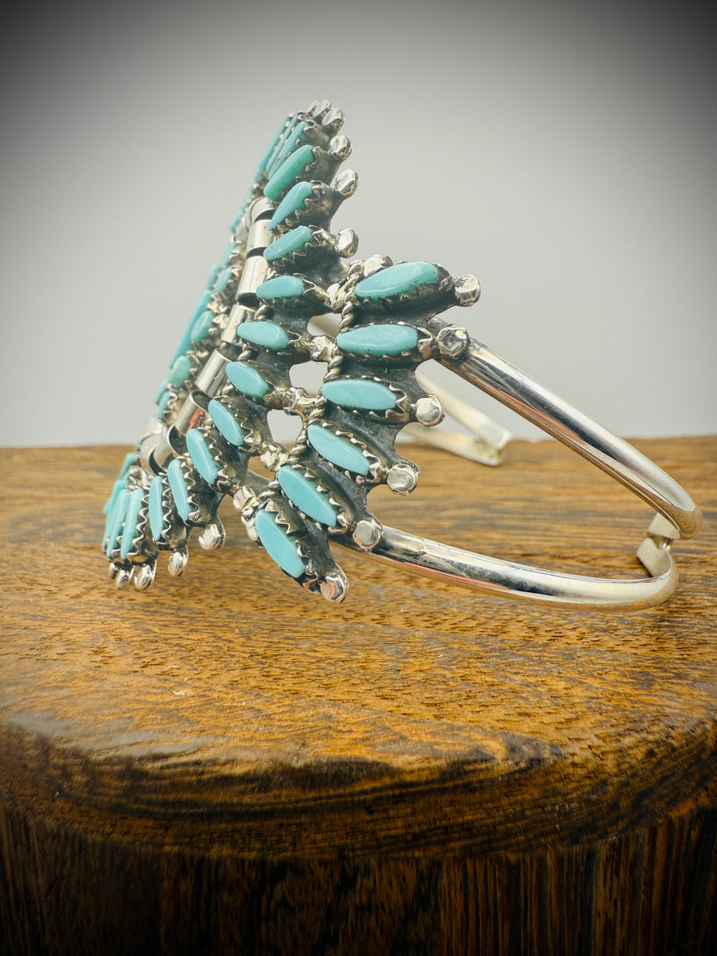 Sterling Silver Turquoise Cluster Cuff – Nathaniel & Rosemary Nez (Navajo), Signed