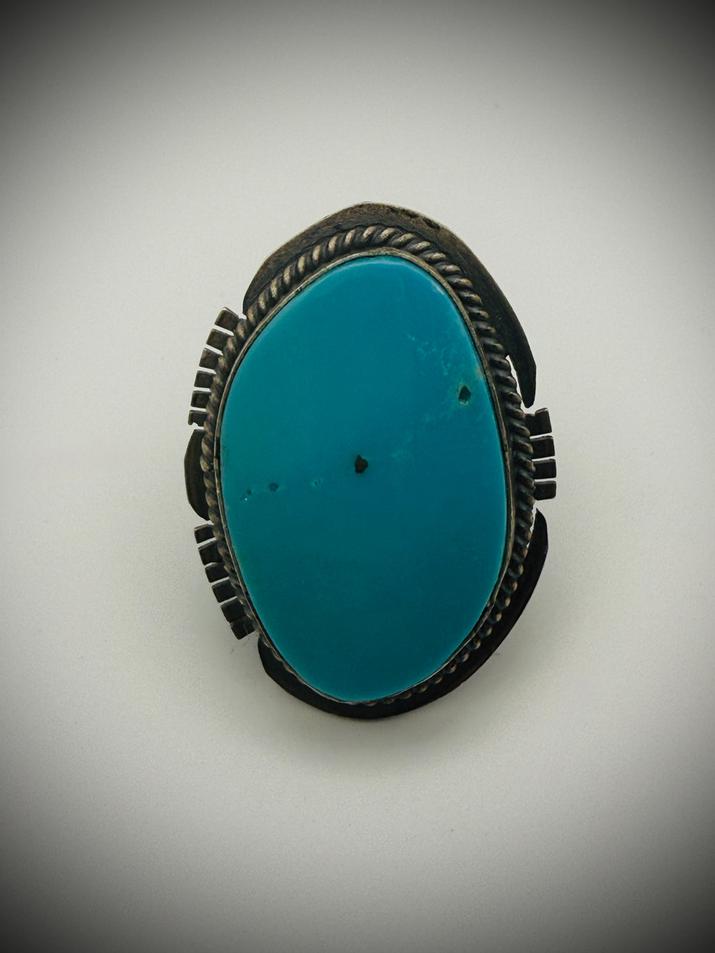 Sterling Silver Turquoise Ring – Signed John Nelson (Navajo) – Size 7.25