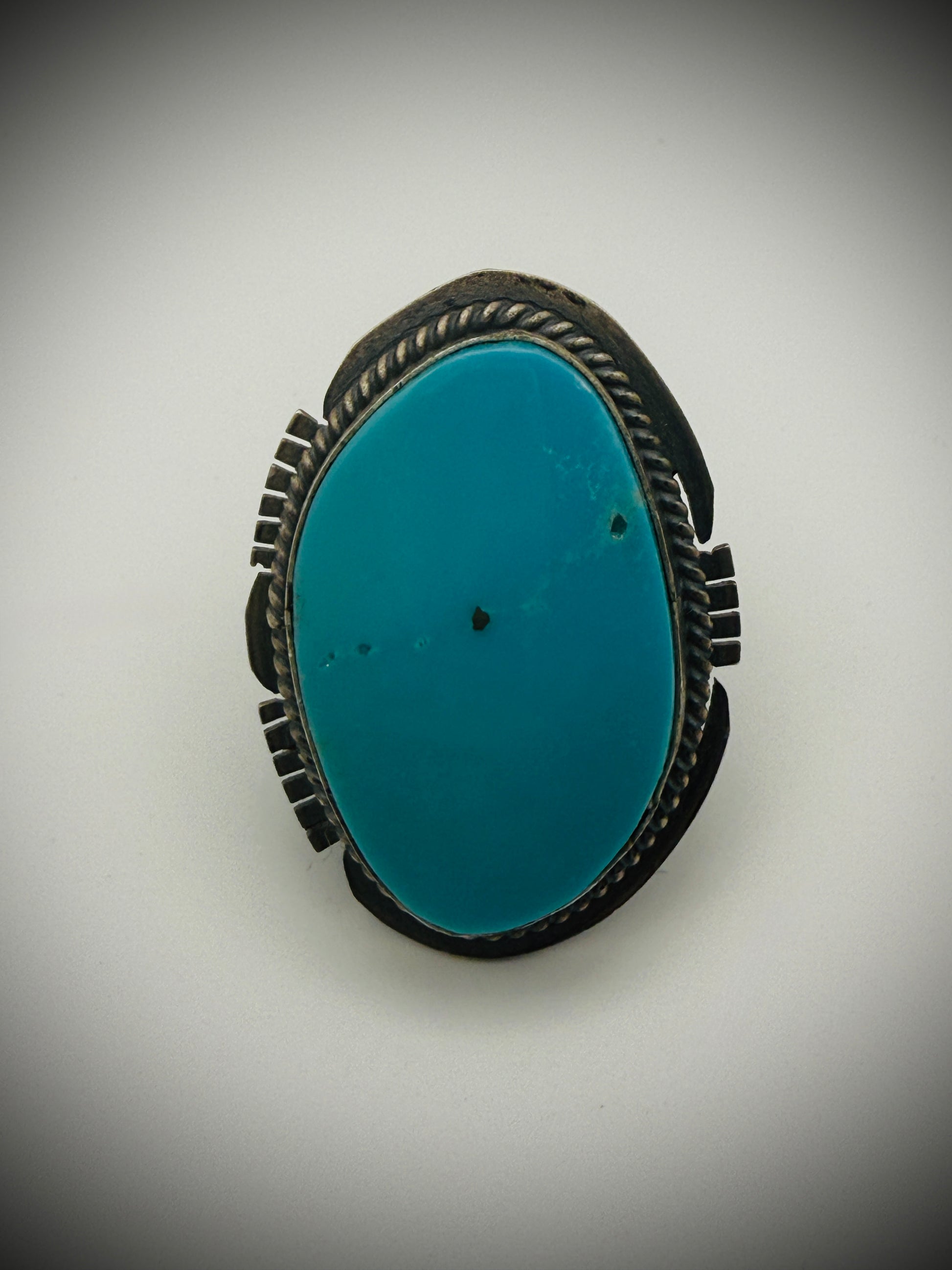 Sterling Silver Turquoise Ring – Signed John Nelson (Navajo) – Size 7.25