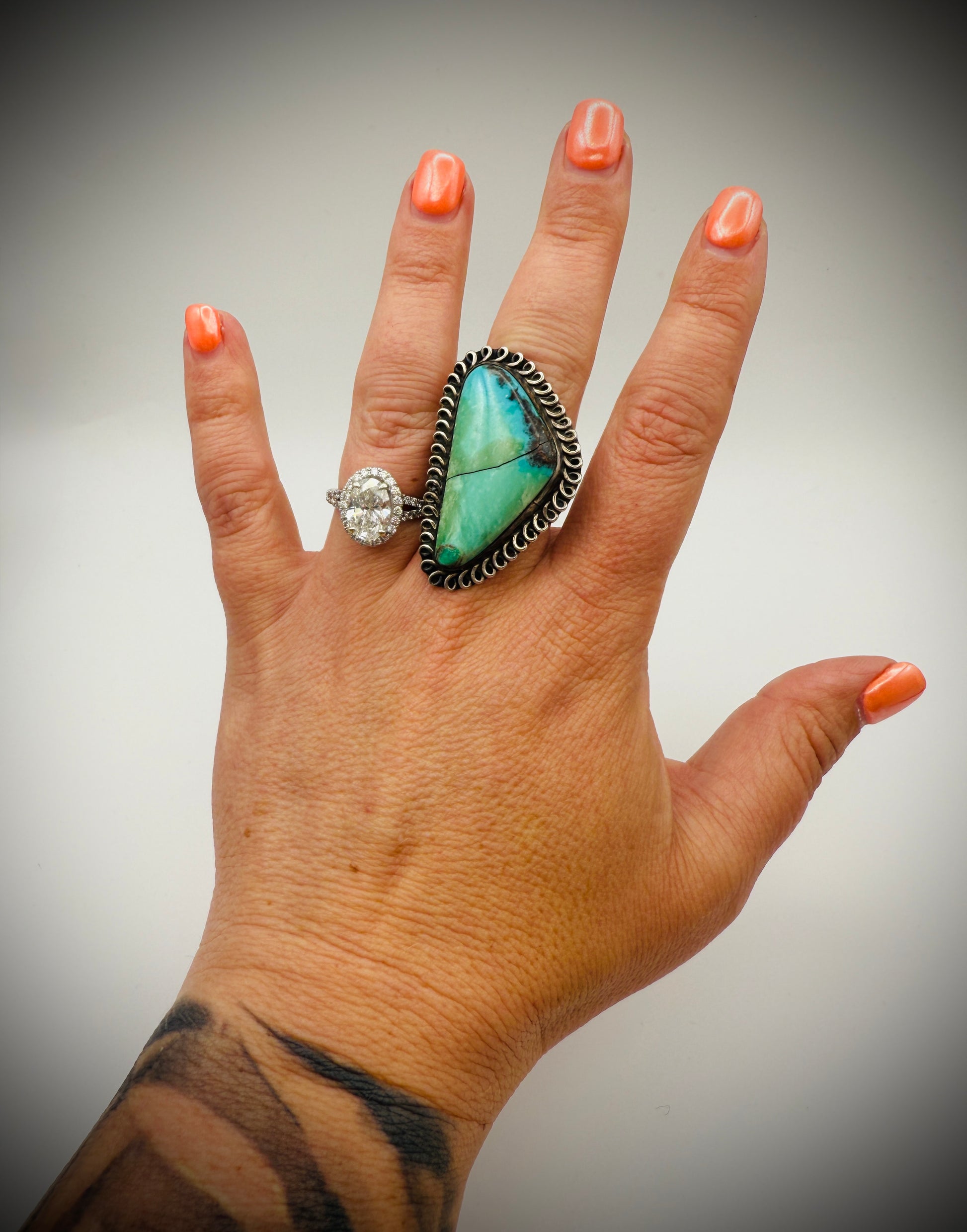Vintage Sterling Silver Turquoise Statement Ring – Size 7.75