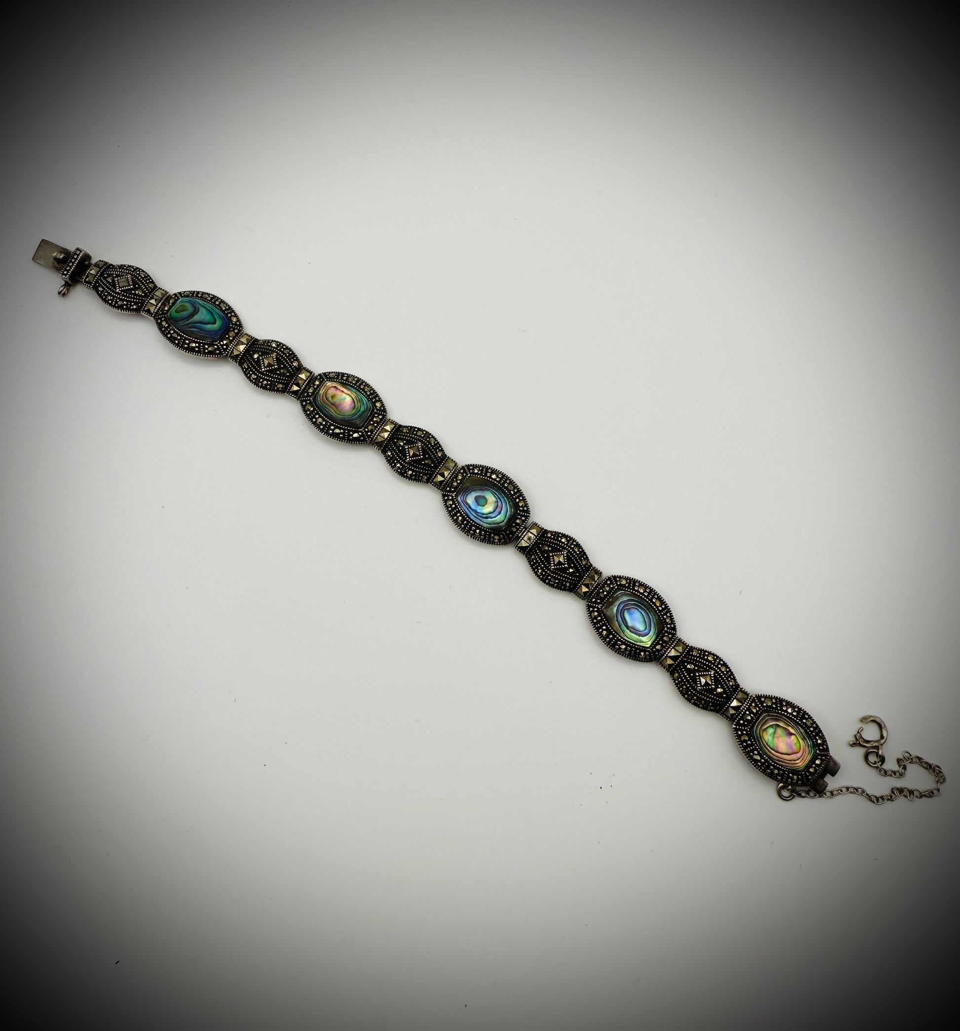 Vintage Sterling Silver & Marcasite Jewelry Lot – Cross Necklace, Bracelet, Earrings, Brooch