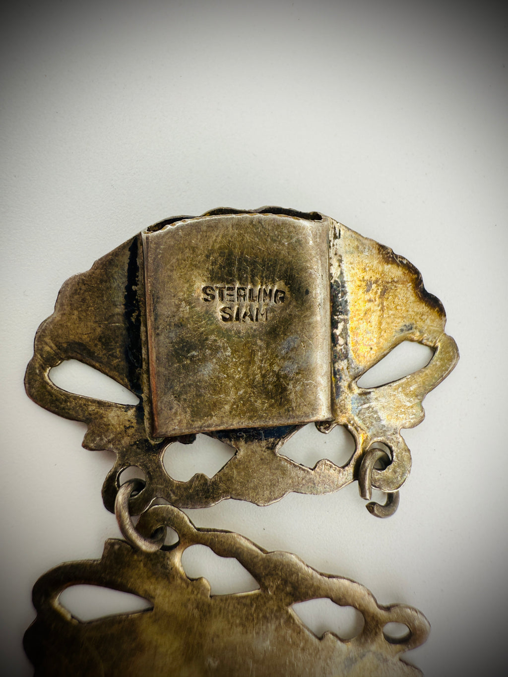 Vintage Siam Niello Lot – Compact, Bracelet (Repair), & 2 Brooches