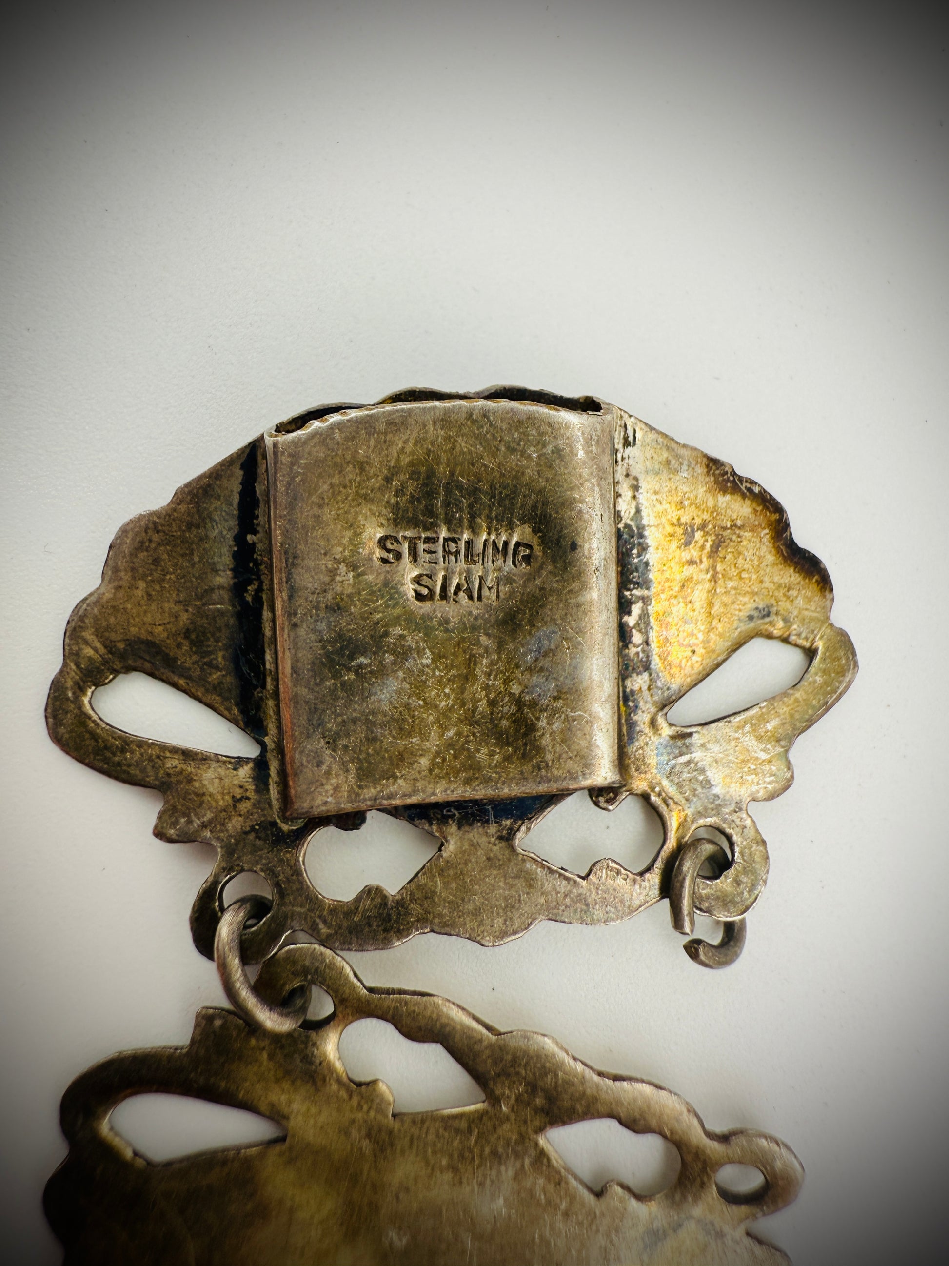 Vintage Siam Niello Lot – Compact, Bracelet (Repair), & 2 Brooches