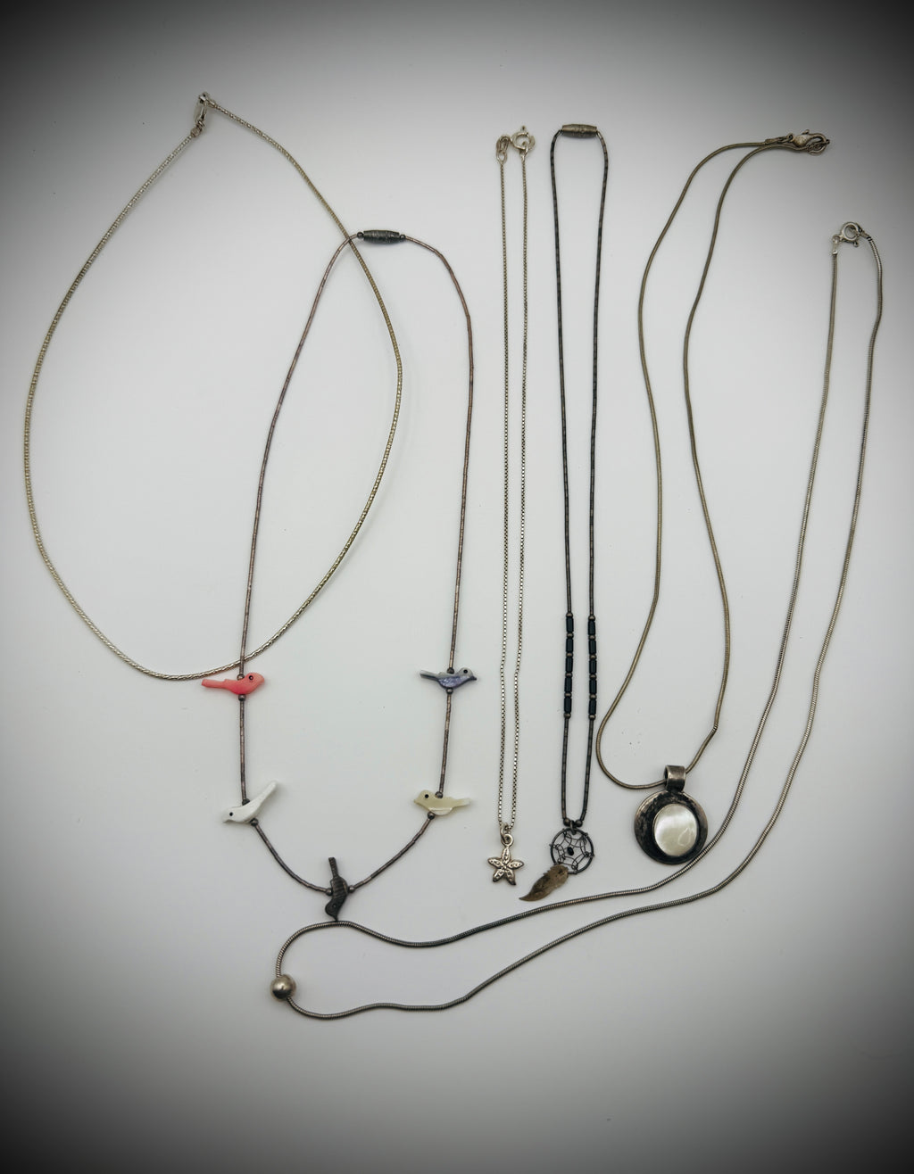 Vintage Sterling Silver Necklace Lot – 6 Pieces, 29g