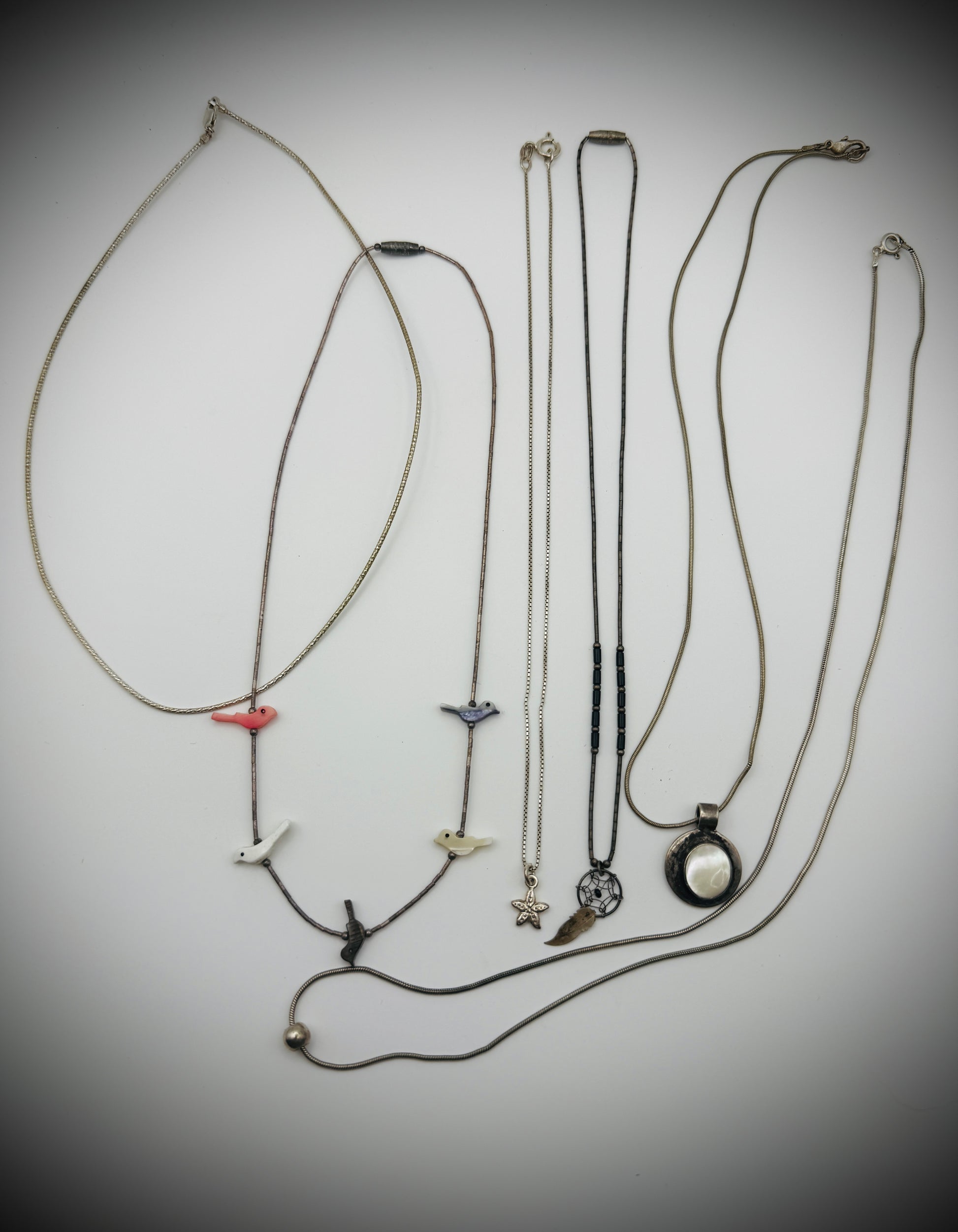 Vintage Sterling Silver Necklace Lot – 6 Pieces, 29g