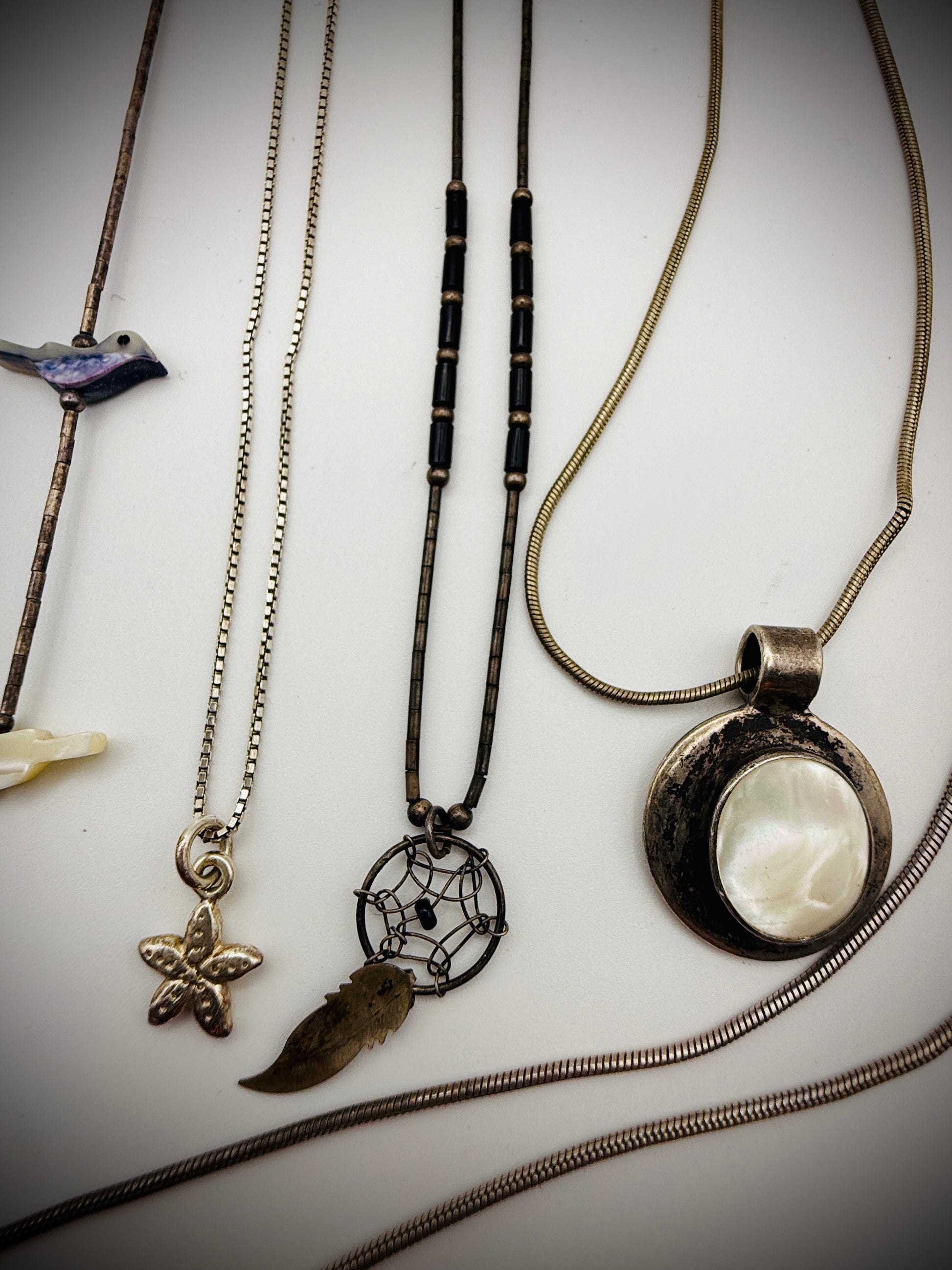 Vintage Sterling Silver Necklace Lot – 6 Pieces, 29g