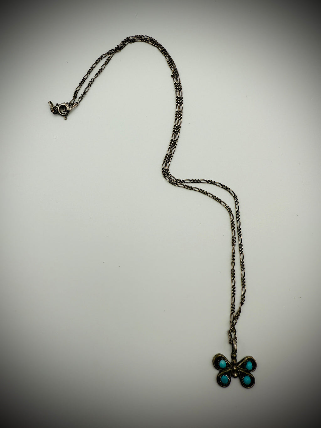 Vintage Snakeye Sterling Silver Butterfly Pendant Necklace