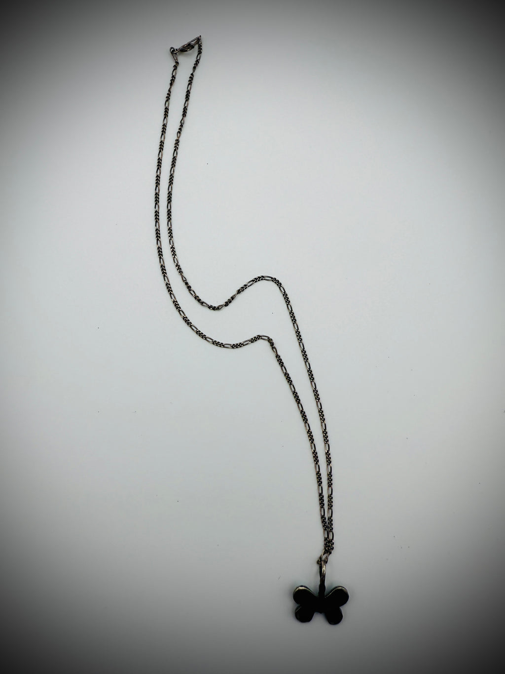 Vintage Snakeye Sterling Silver Butterfly Pendant Necklace